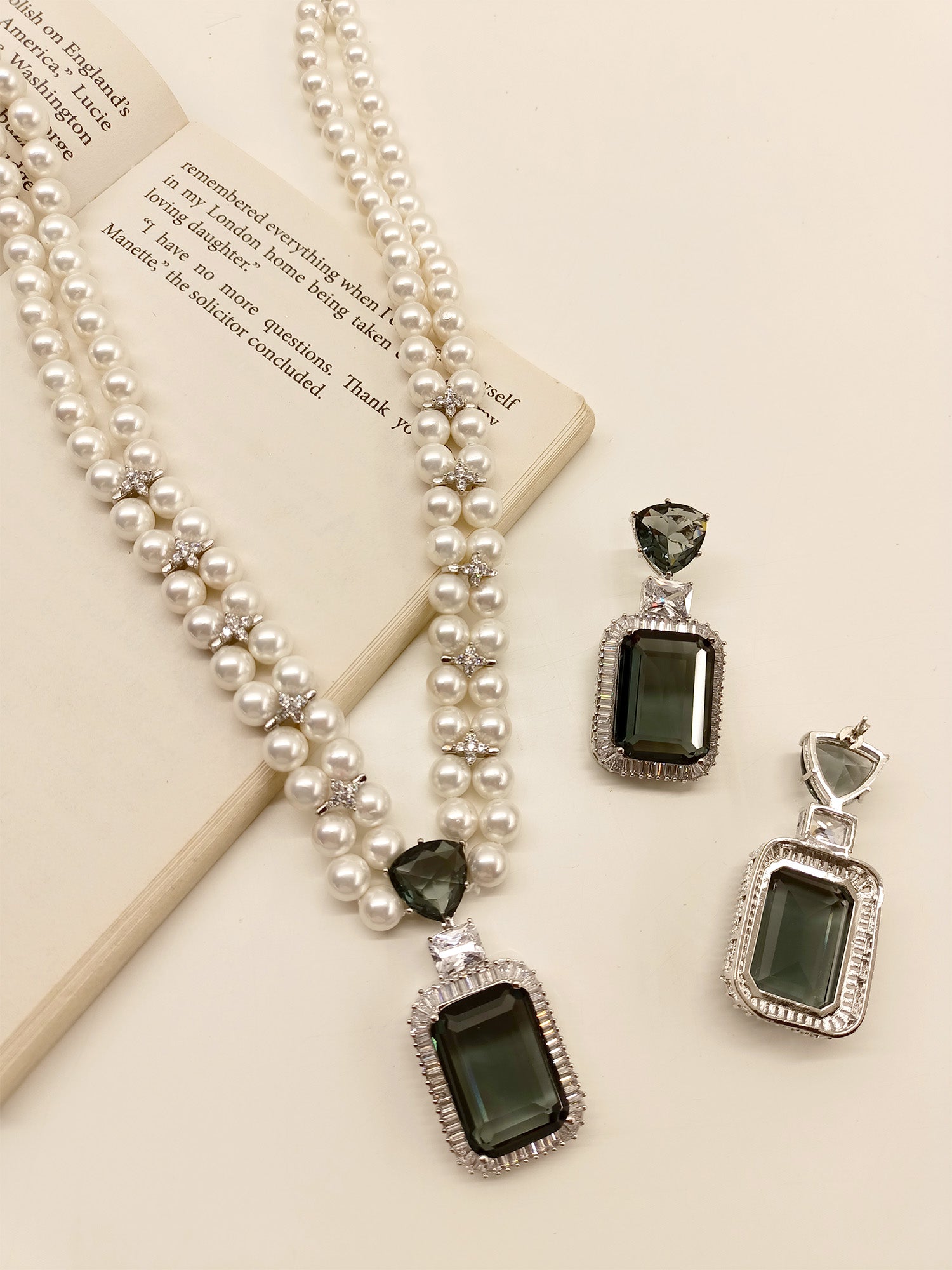 Nandita Gray American Diamond Necklace Set