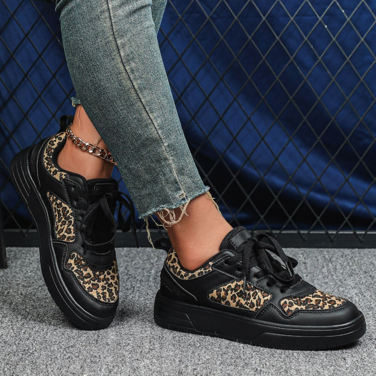 WildStride Leopard Print Platform Casual Skate Sneakers – Unisex Outdoor Shoes (US4–11.5)