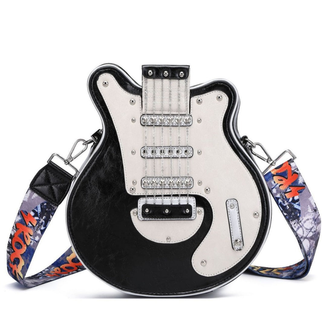 Women's Handmade Guitar-Shaped Shoulder Bag – Unique Bohemian Crossbody Purse, Vintage Creative Design Fashion Accessory