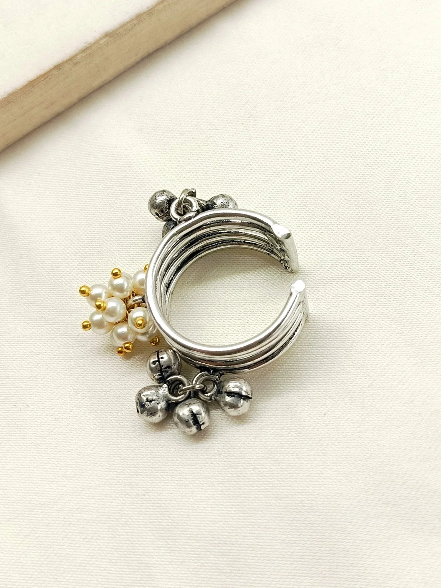 Jogi Cream Oxidized Finger Ring
