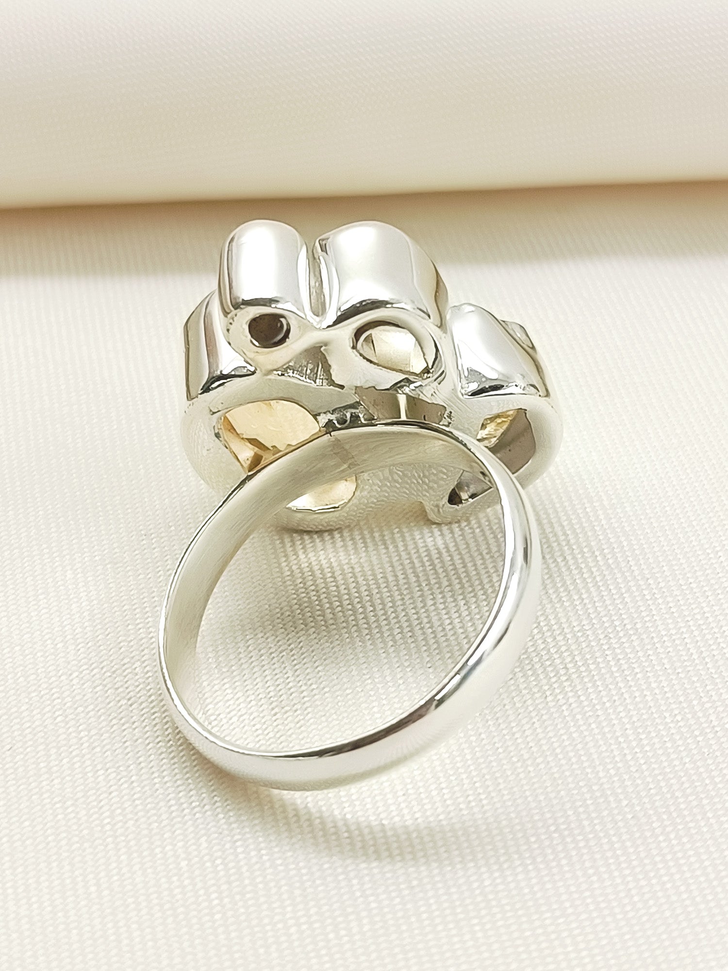 Prachi Multi Colour 92.5 Silver Citrine Stone Finger Ring