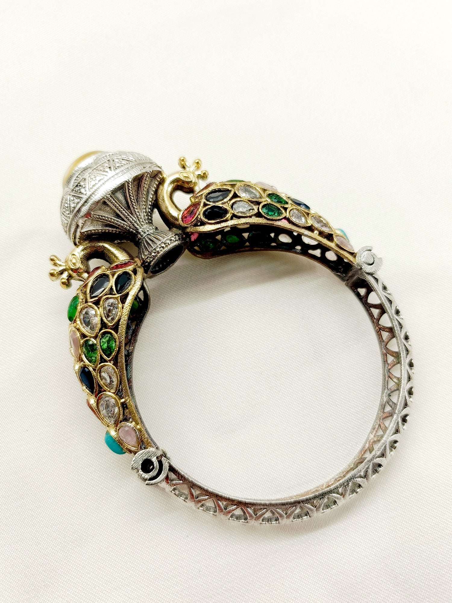 Shubhi Multi Colour Peacock Oxidized Bracelet