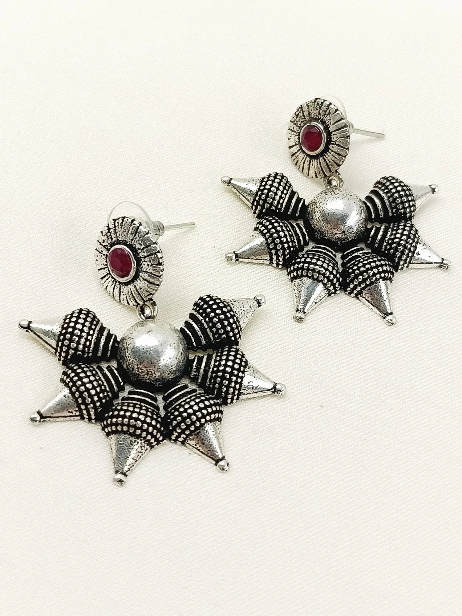 Lalasa Ruby Oxidized Earring