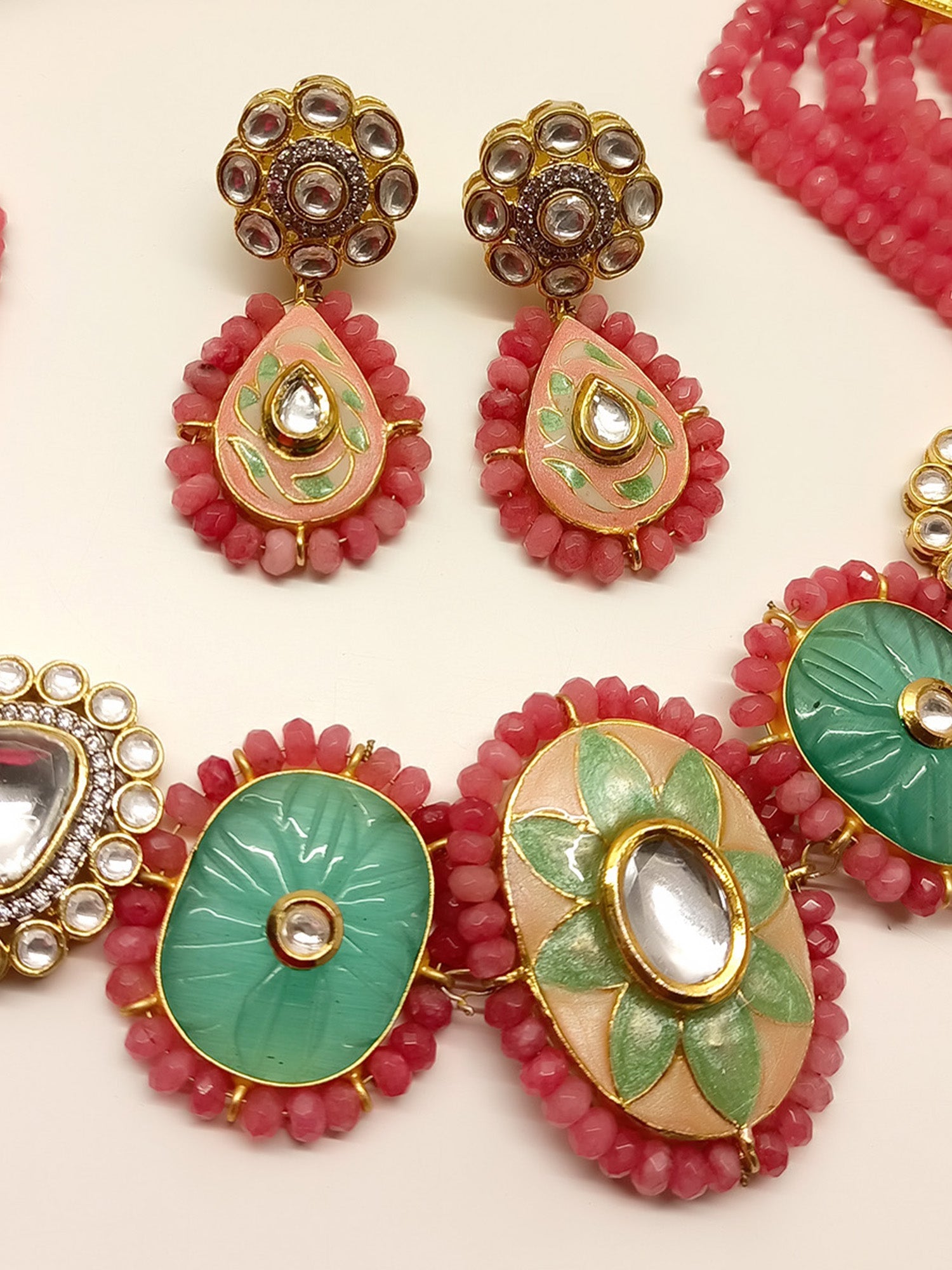 Raha P & G Meenakari Choker Set - qivii