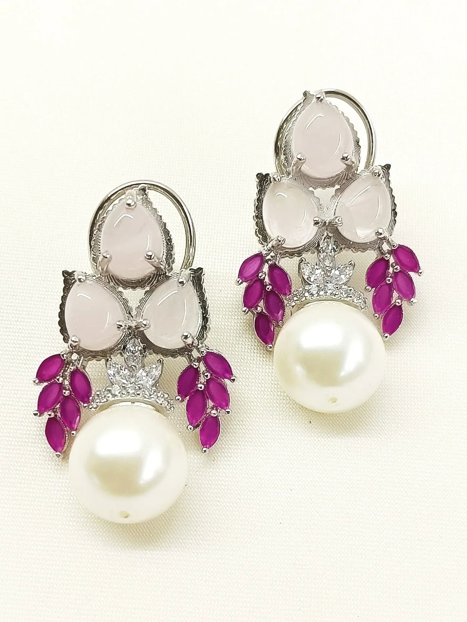 Gatrika Baby Pink 92.5 Silver Natural Stone Tops