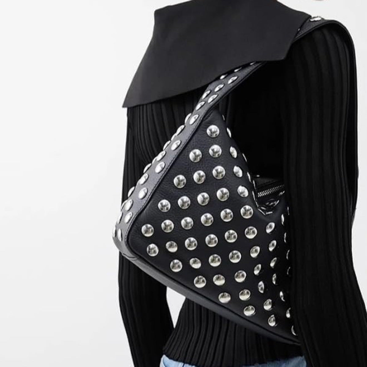 Women's Retro Rider Bag – Artisan-Embellished Underarm Shoulder Bag with Rivet Hardware