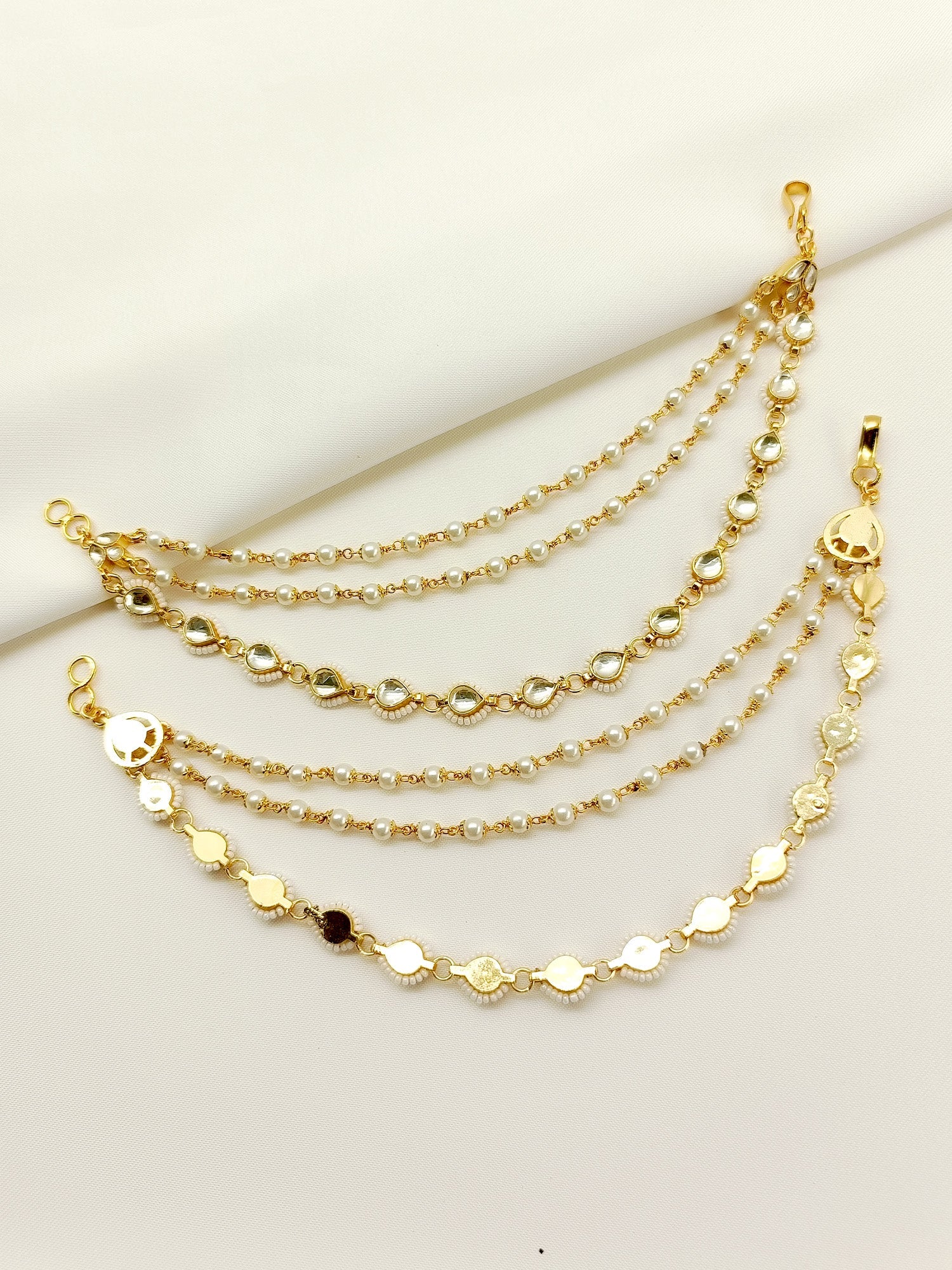 Neeta White Traditional Ear Chain