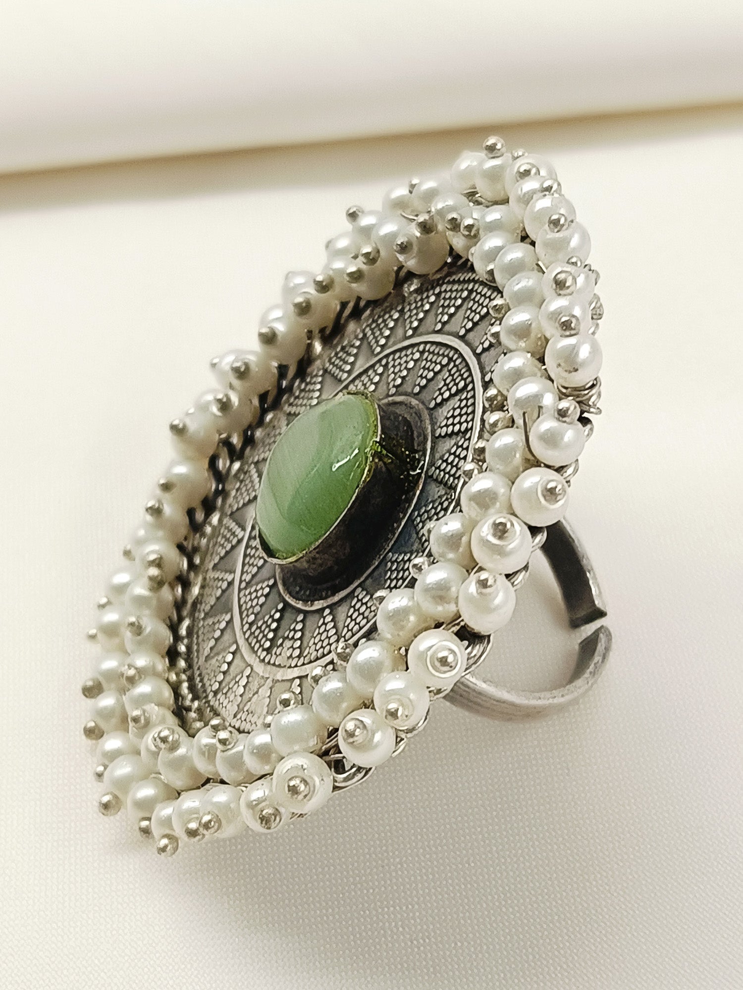 Birch Mint Green Oxidized Finger Ring