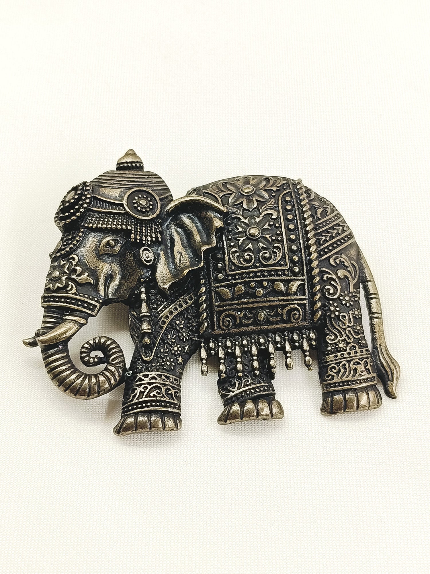 Lakshya Antique Gold Elephant Men's Brooch