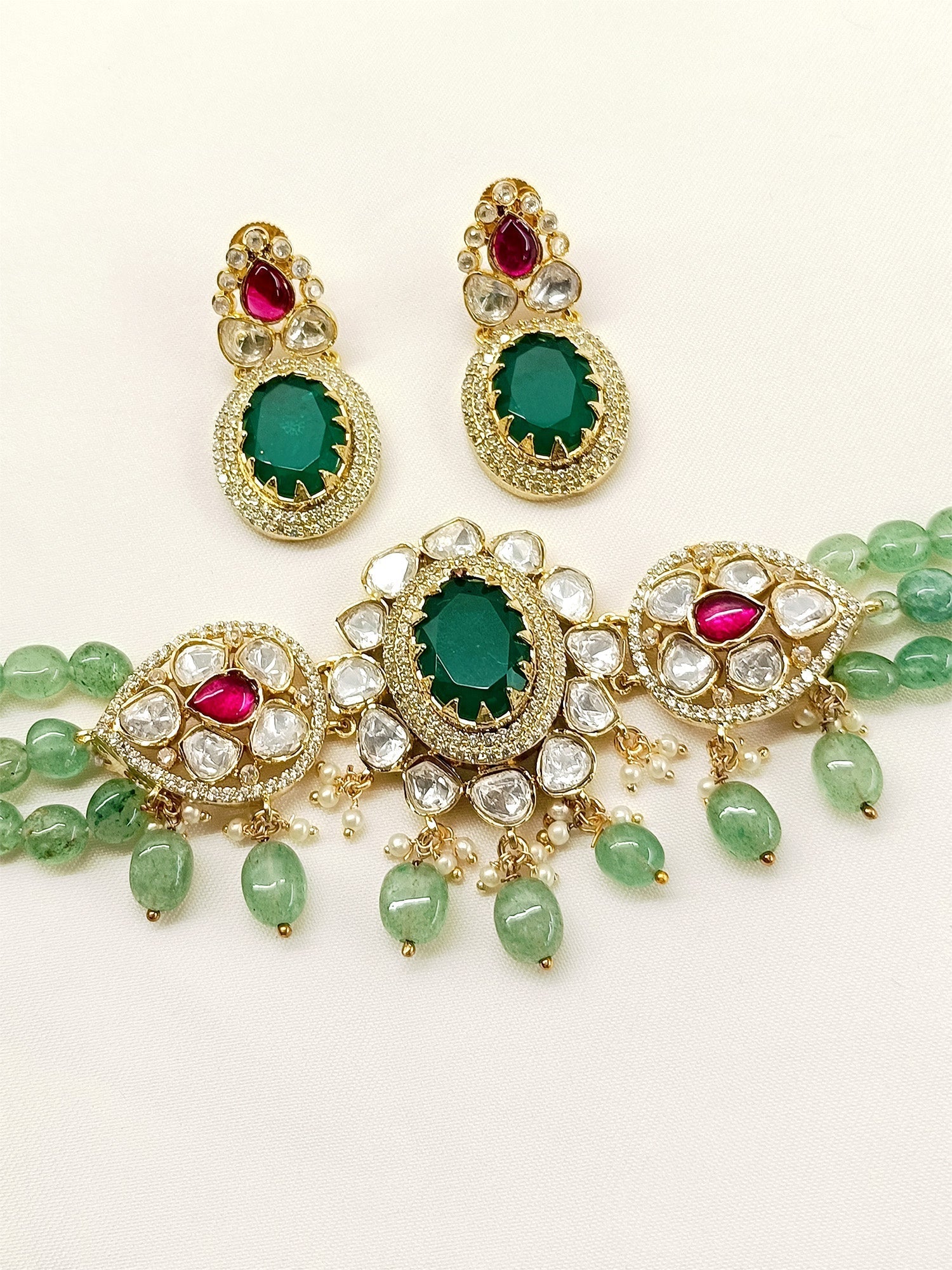 Mrinali R&G Kundan Choker Set - qivii