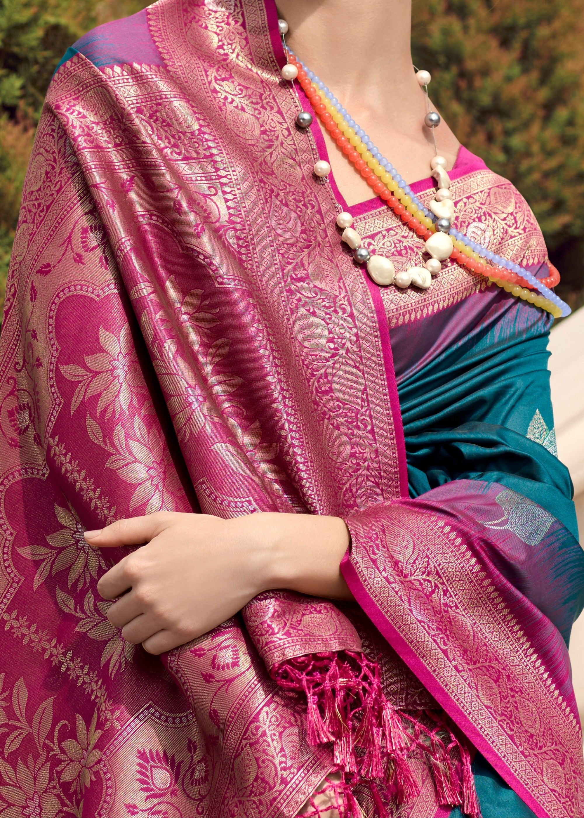 Aegean Blue Soft Silk Saree with Amazing Zari Weaving : Top Pick - qivii