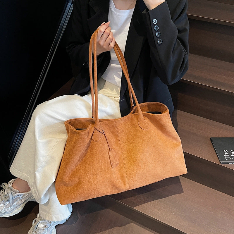 Women's Luxe Suede Minimalist Tote Bag — Spacious Carryall with Curated Everyday Elegance