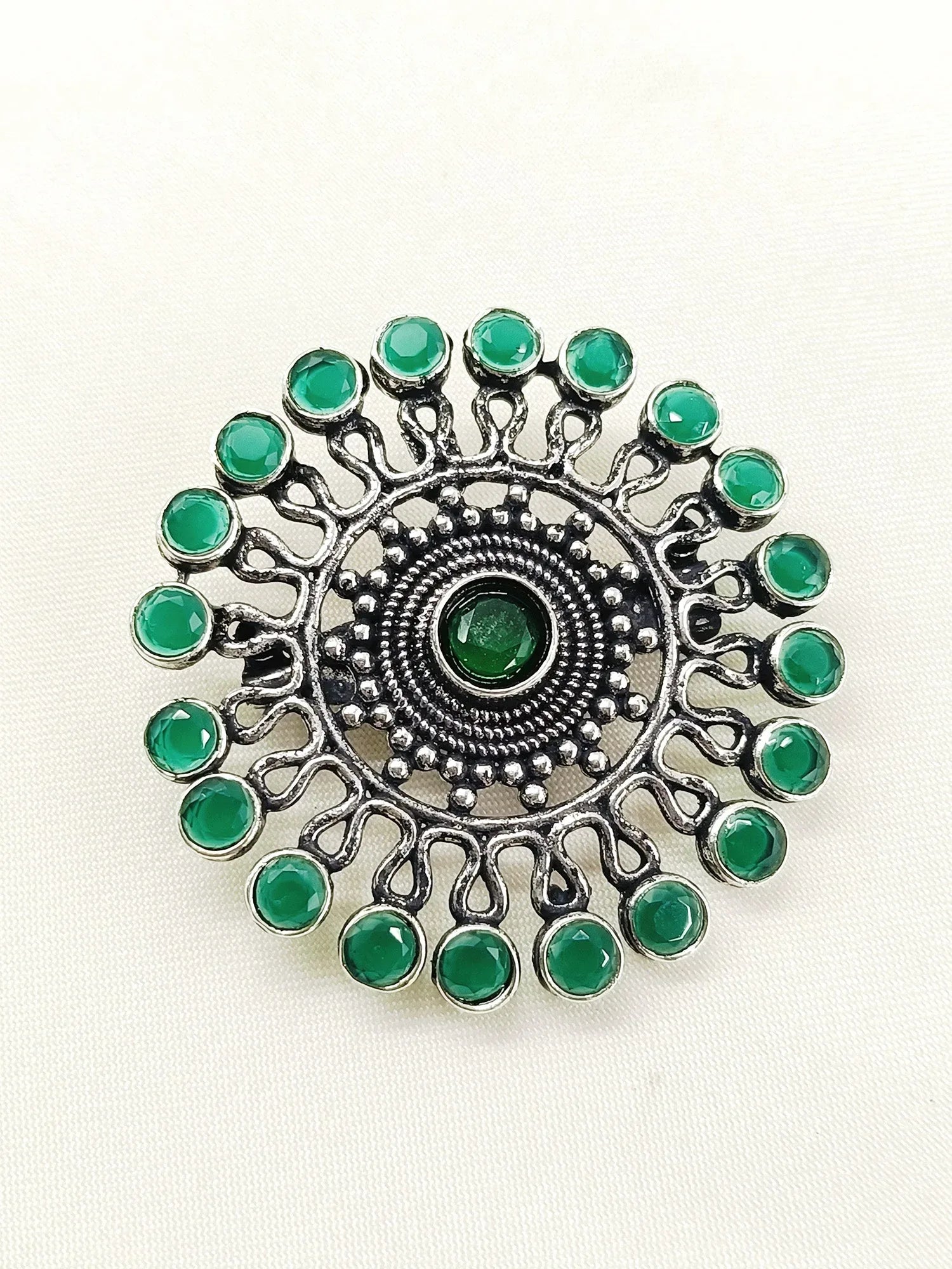Advaith Green Oxidized Brooch