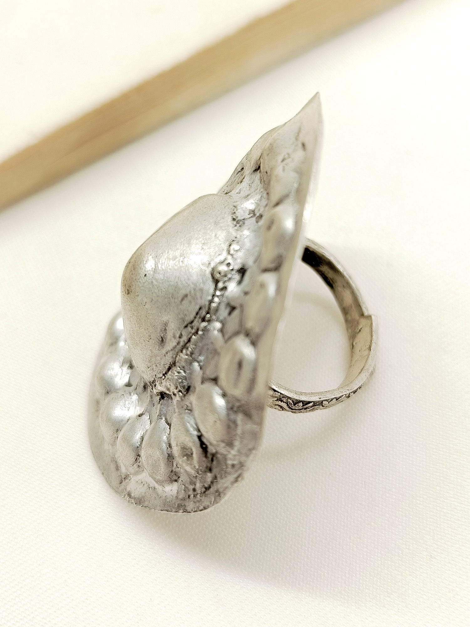 Ojashwini Silver Tribal Finger Ring - qivii