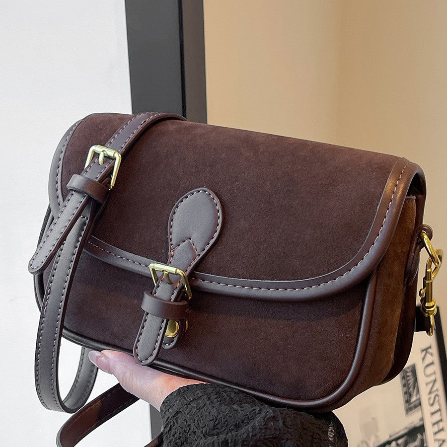 Women's Saddle Luxe Sling Bag - Matte Vintage Crossbody with Signature Buckle & Adjustable Wear