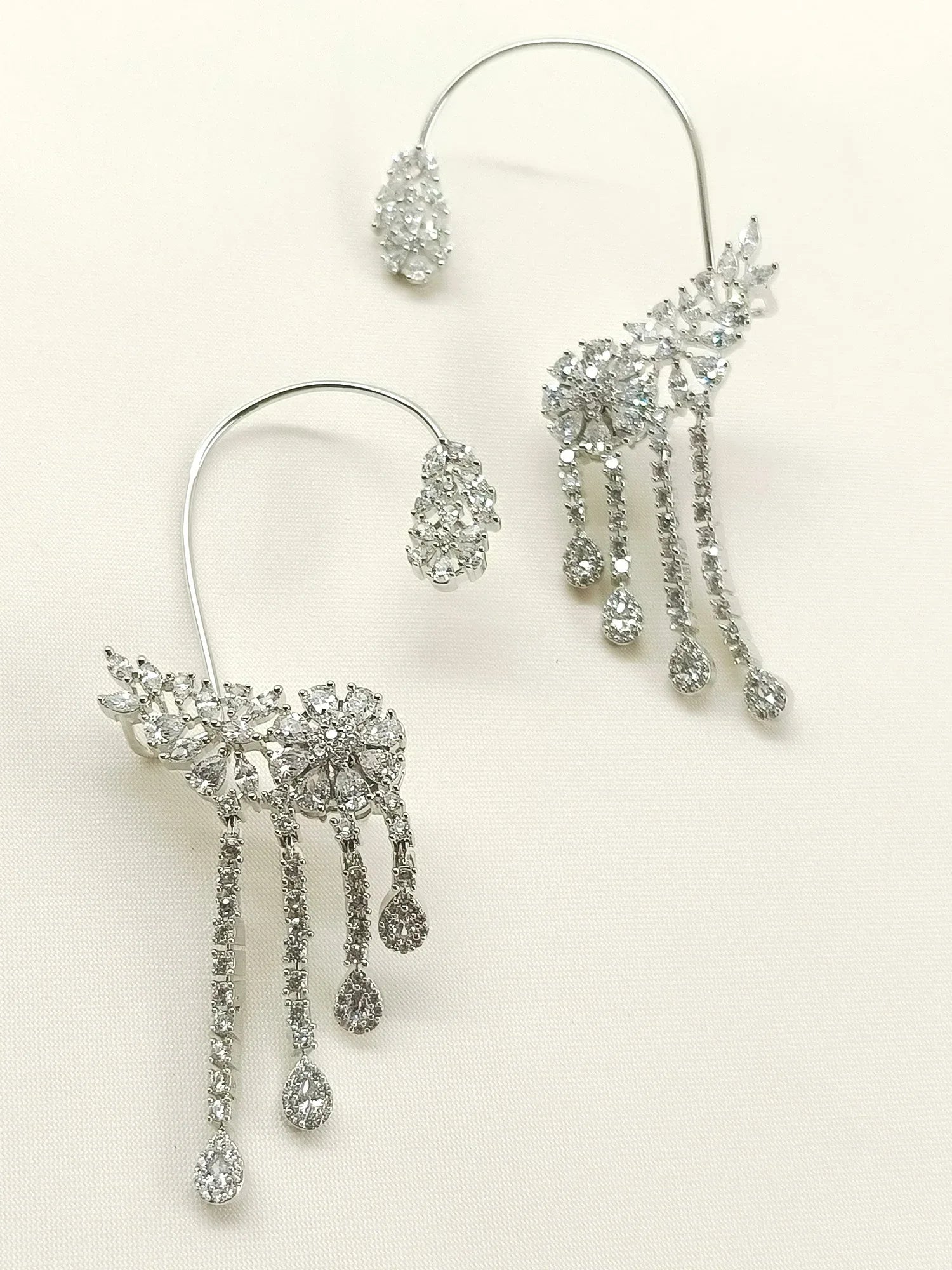 Rudrani White American Diamond Earrings
