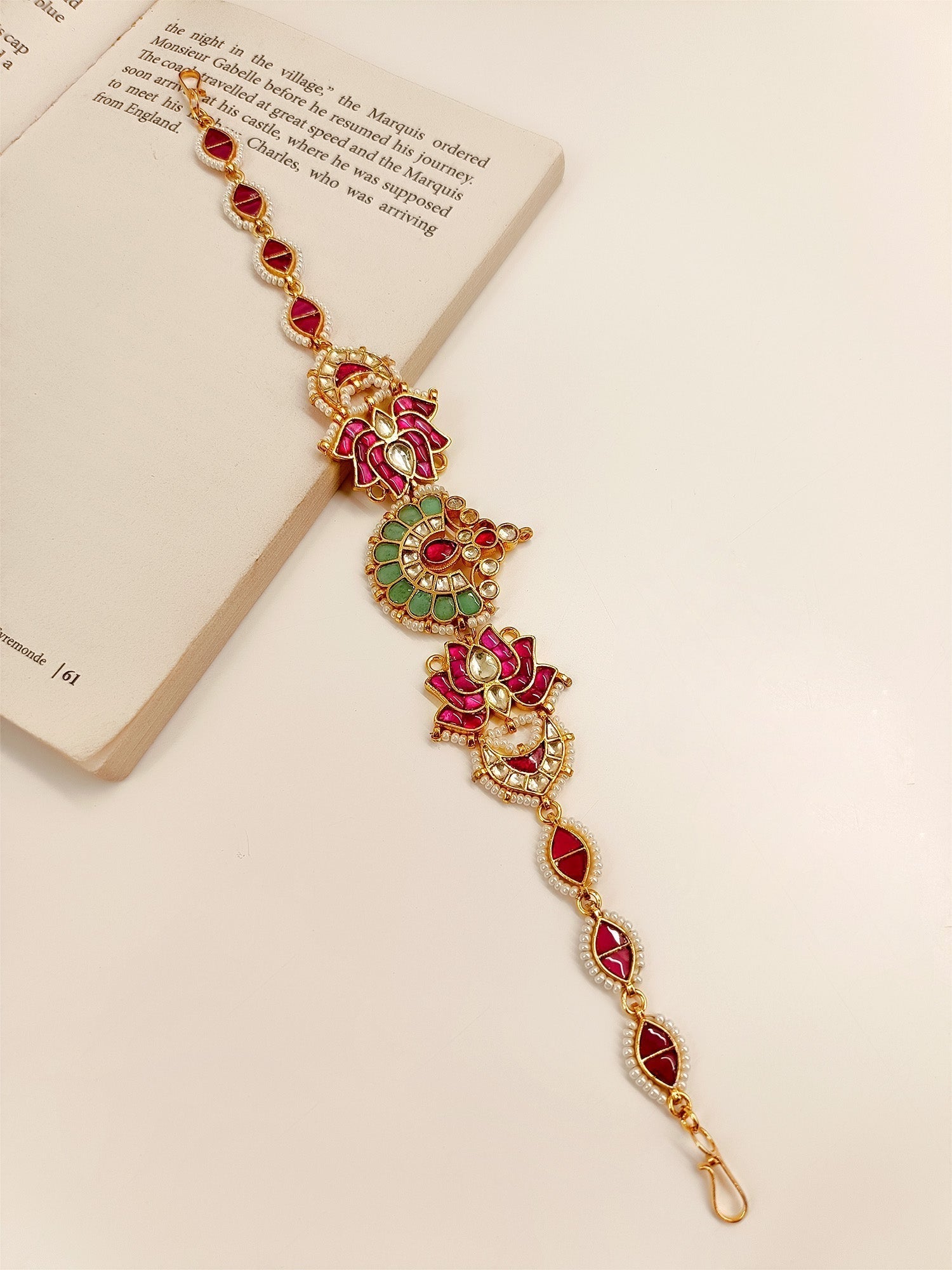 Keily M & G Lotus Kundan Sheeshpatti - qivii