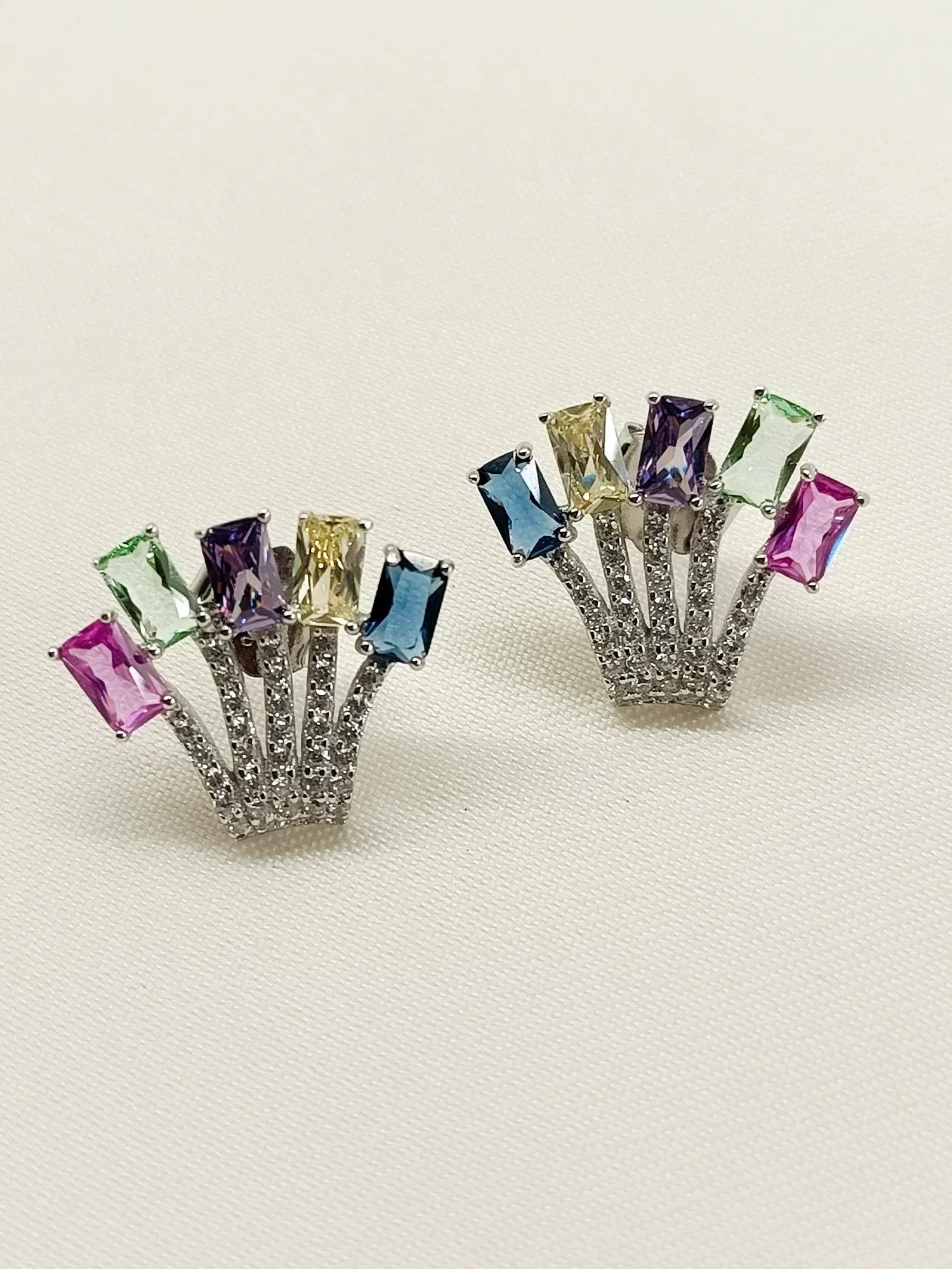 Jaytri Multi Colour 92.5 Silver Swarovski Stone Tops