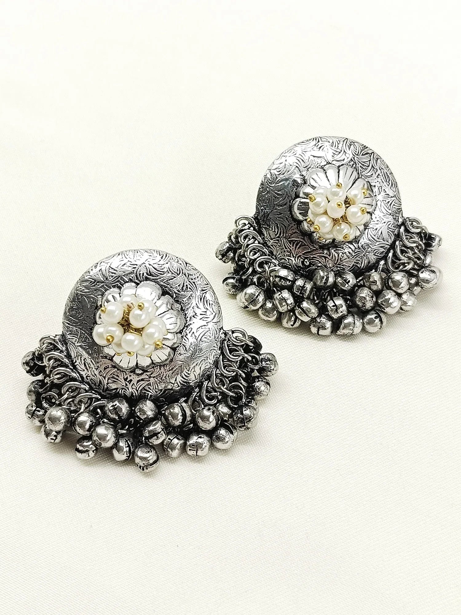 Natasha White Pearl Oxidized Tops