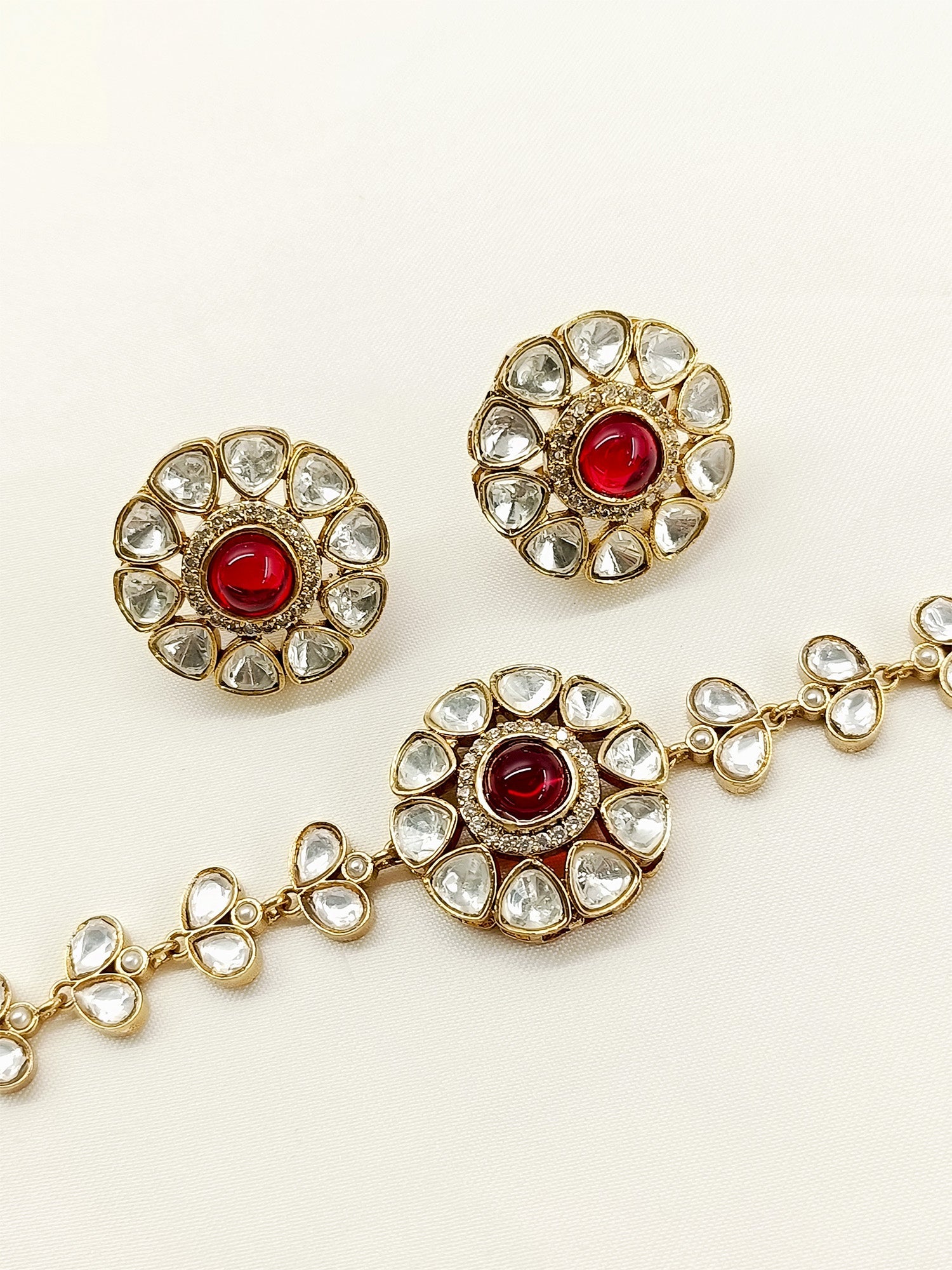 Mannat Maroon Kundan Choker Set