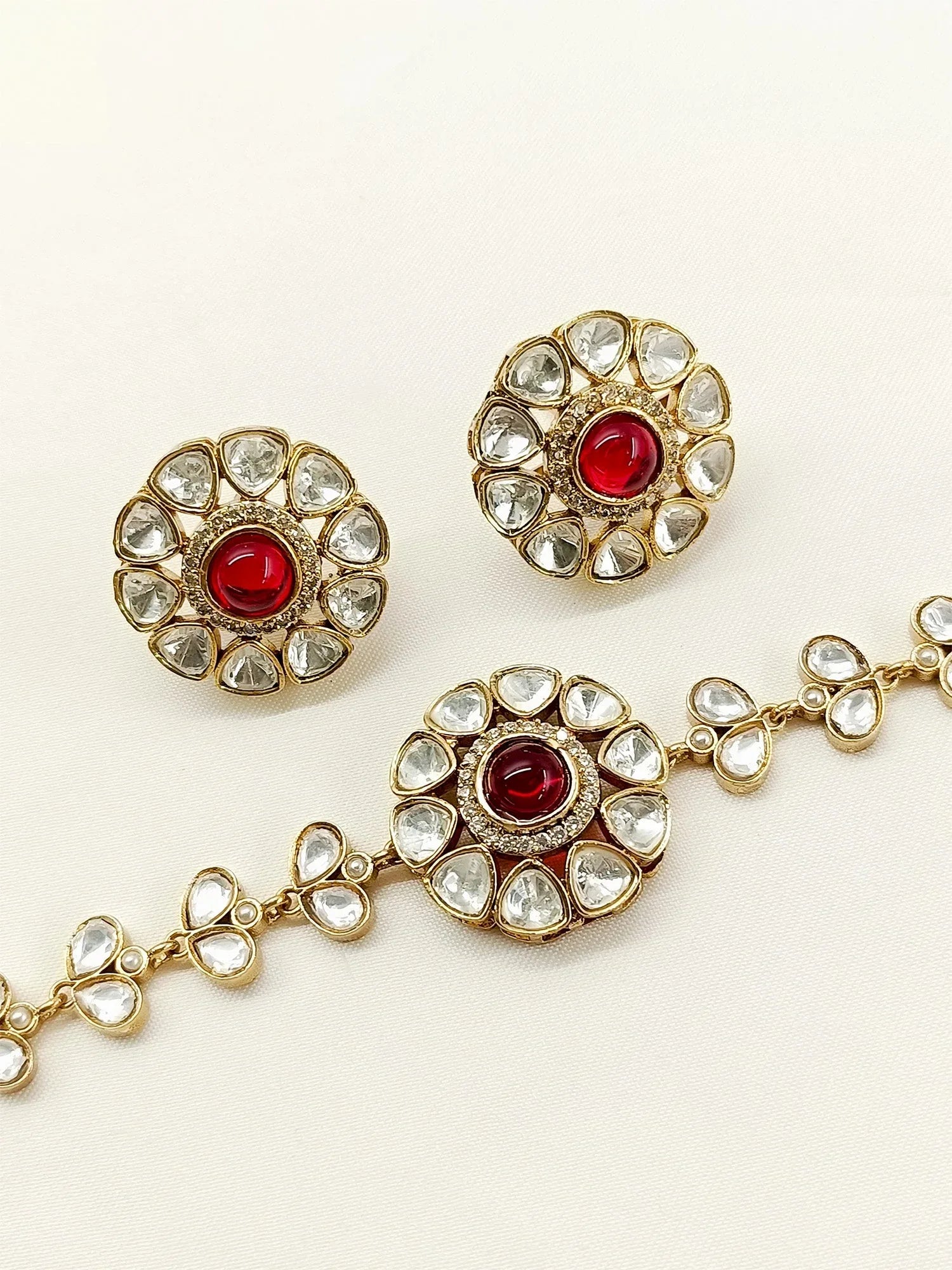 Mannat Maroon Kundan Choker Set