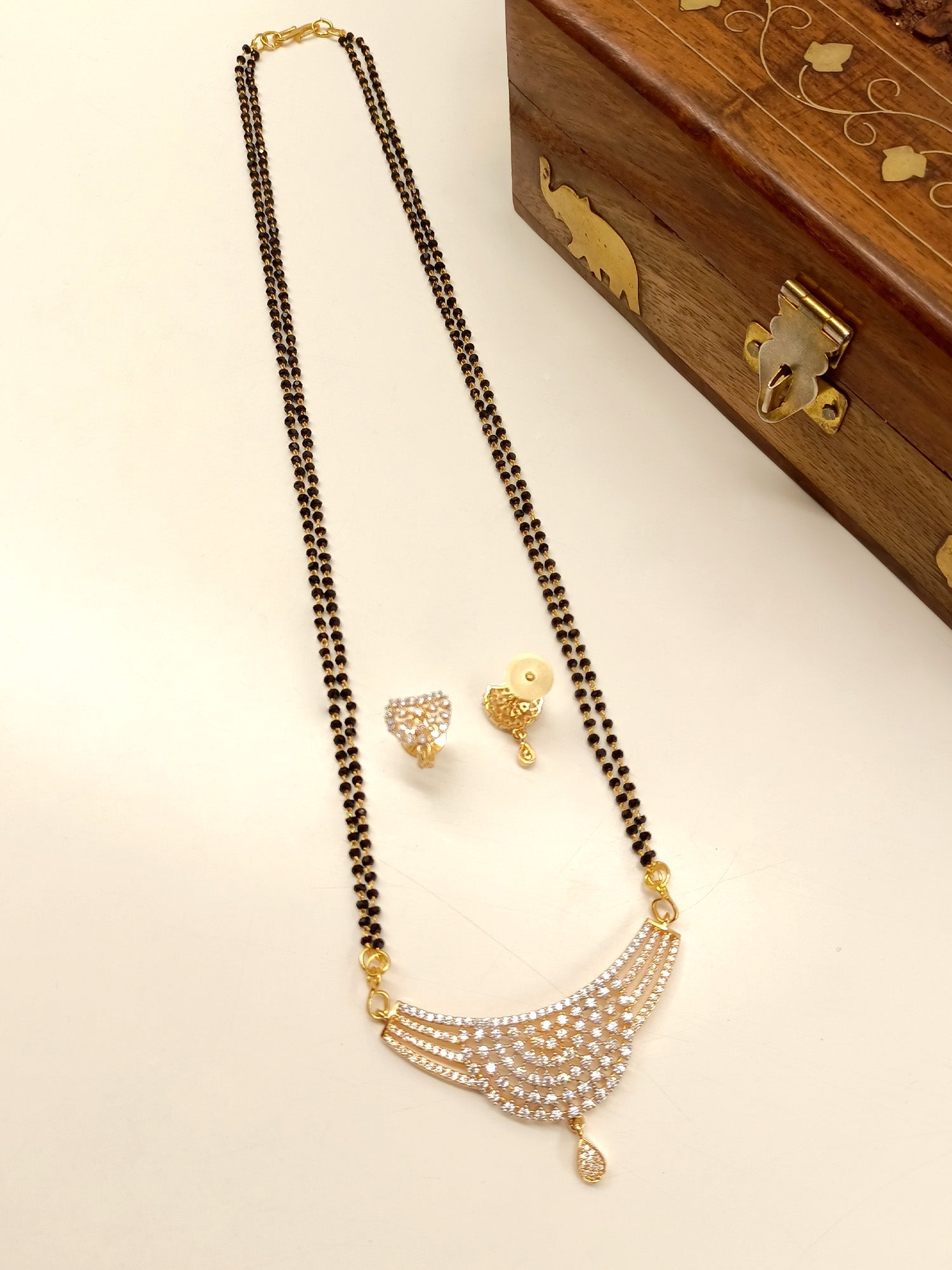 Zaha White American Diamond Mangalsutra - qivii