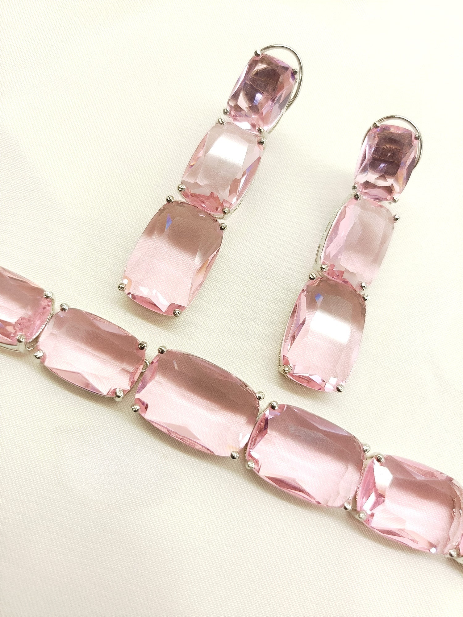 Gorgeous Swarovski Stone Necklace Set in pink, perfect addition to any outfit