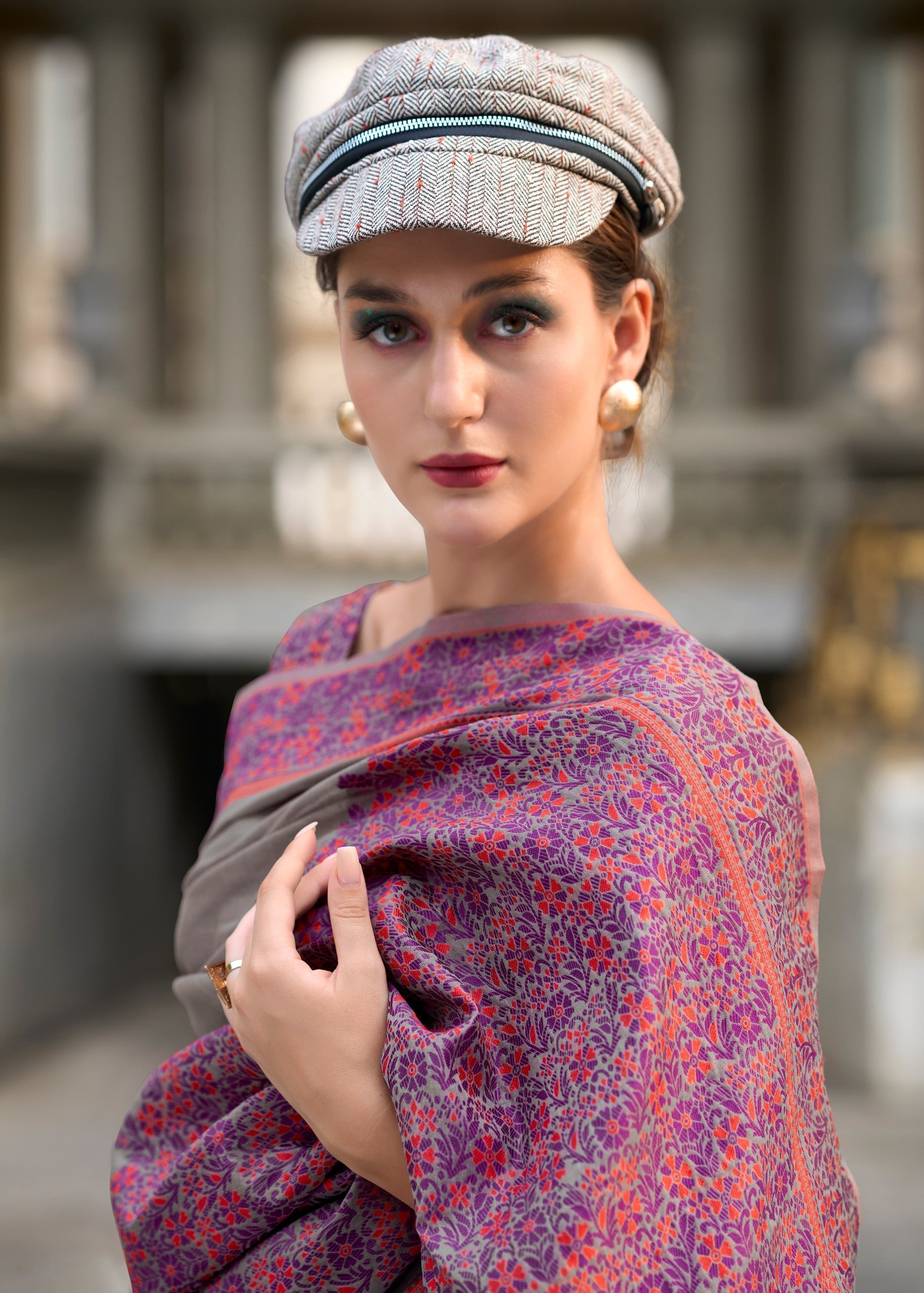 Pebble Grey Soft Linen Cotton Silk Saree - qivii