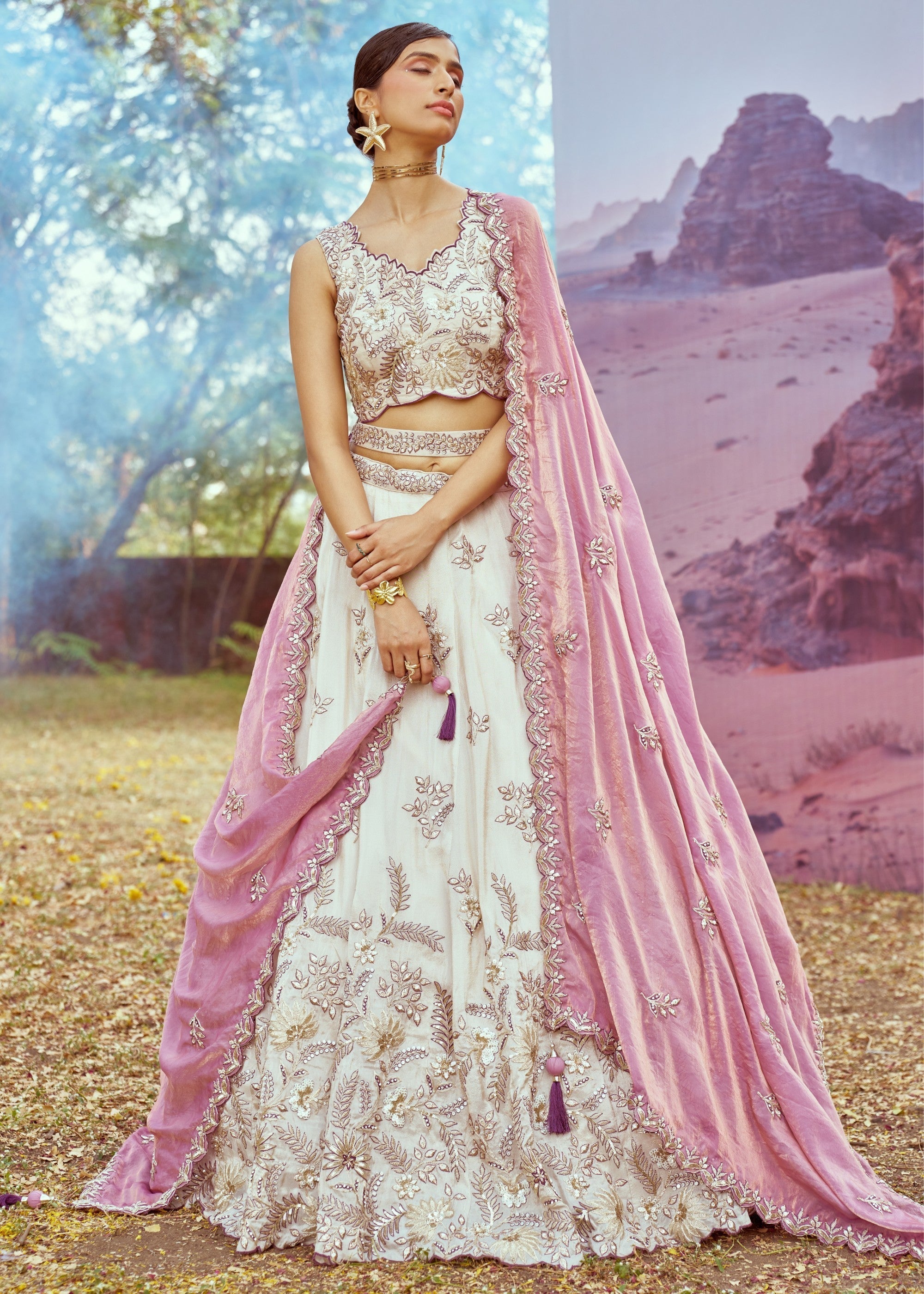Purple Viscos fabric Sequins work Lehenga | Ready To Wear - qivii
