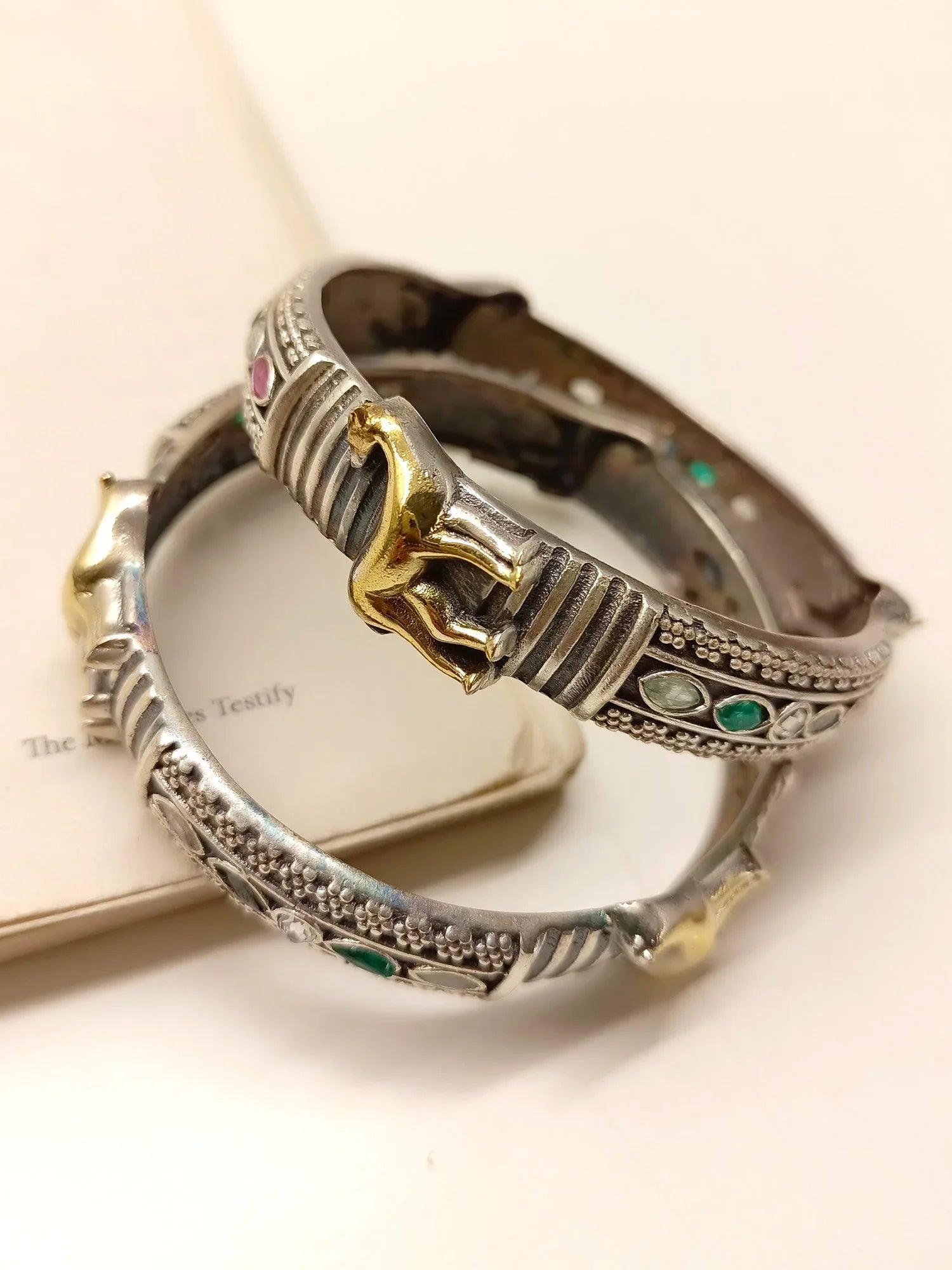 Sarika Multi Colour Deer Oxidized Bangle