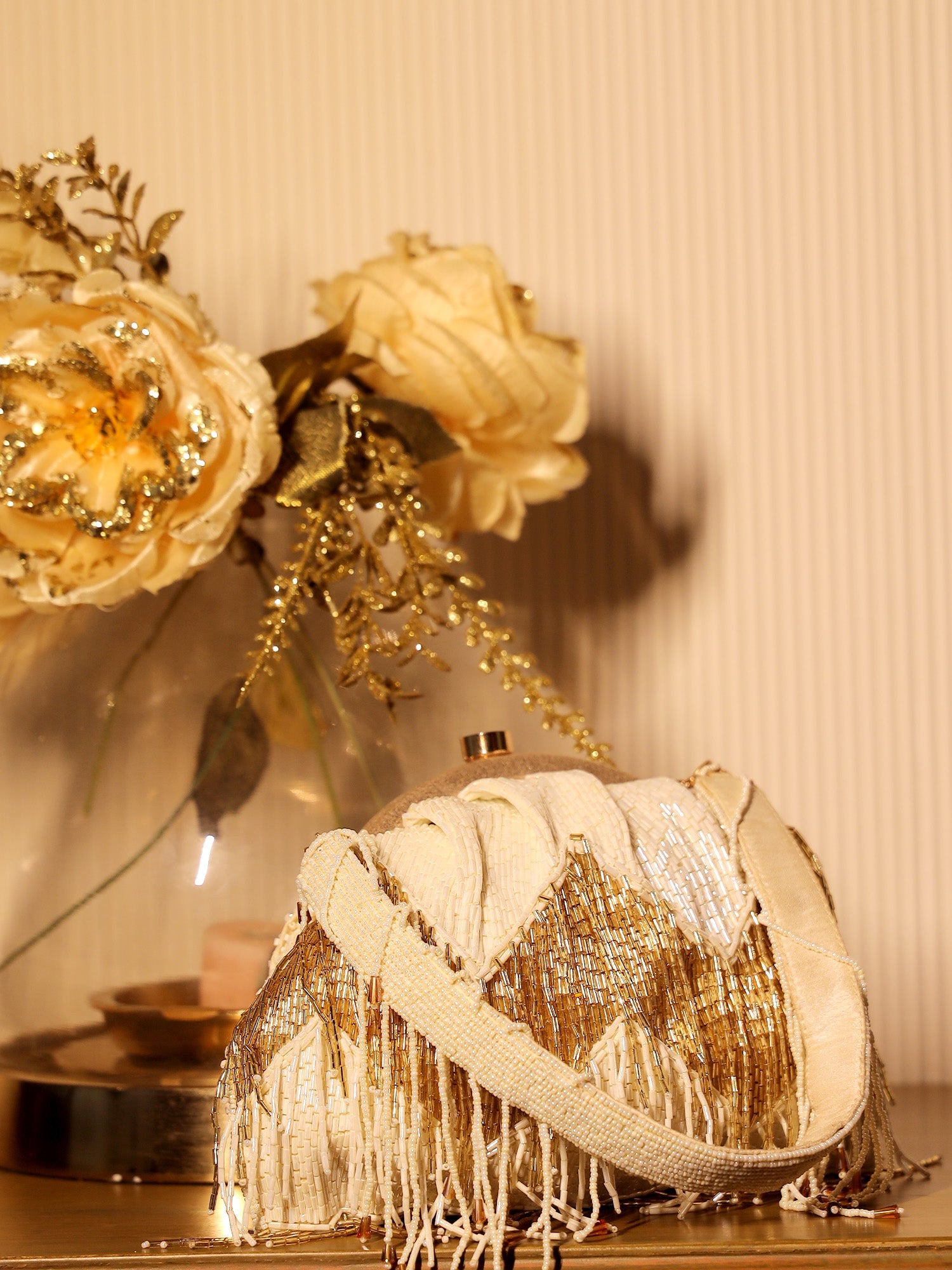 Shezana Cream Potli Bag - qivii