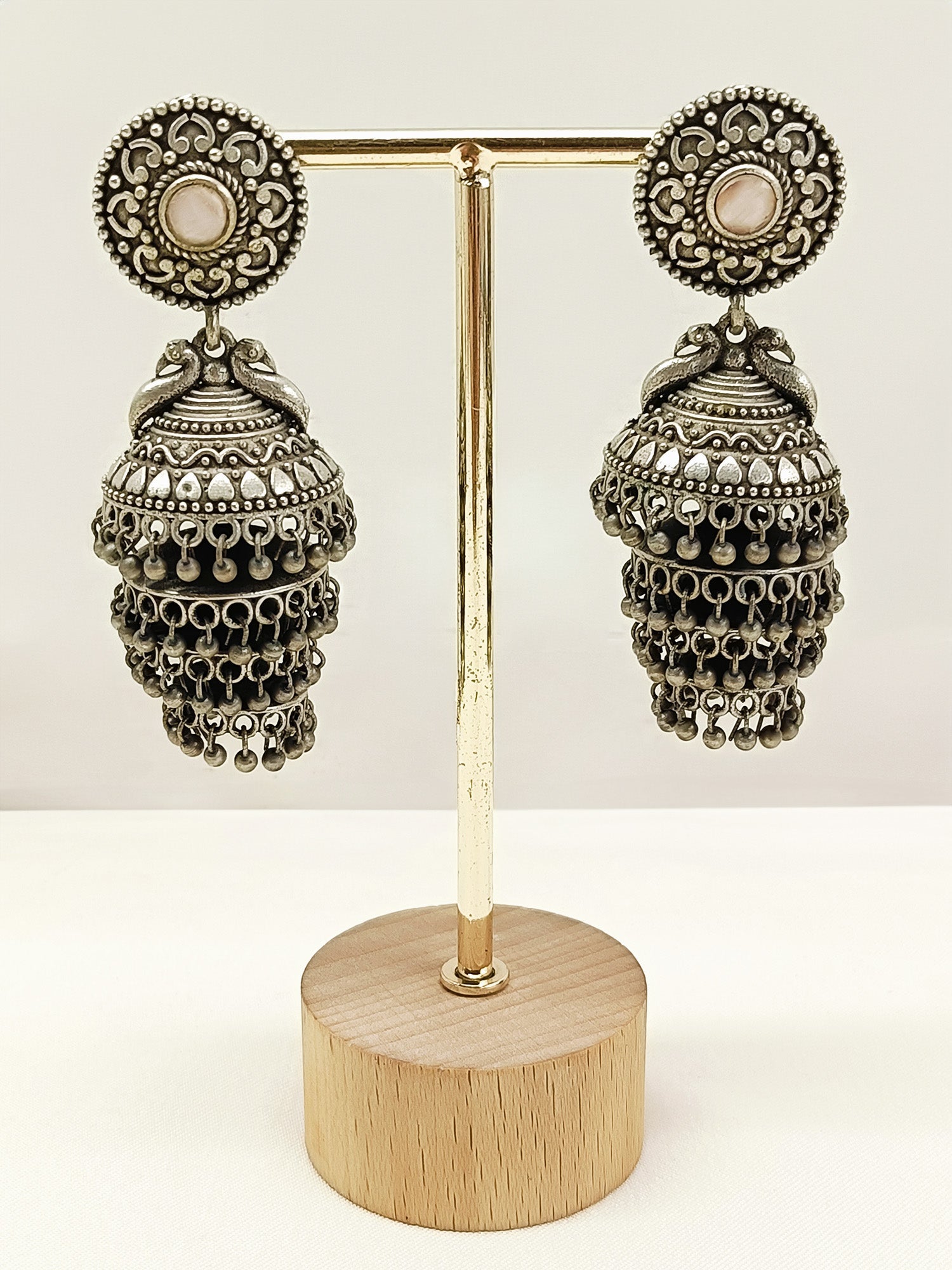 Suravi Pink Oxidized Jhumki