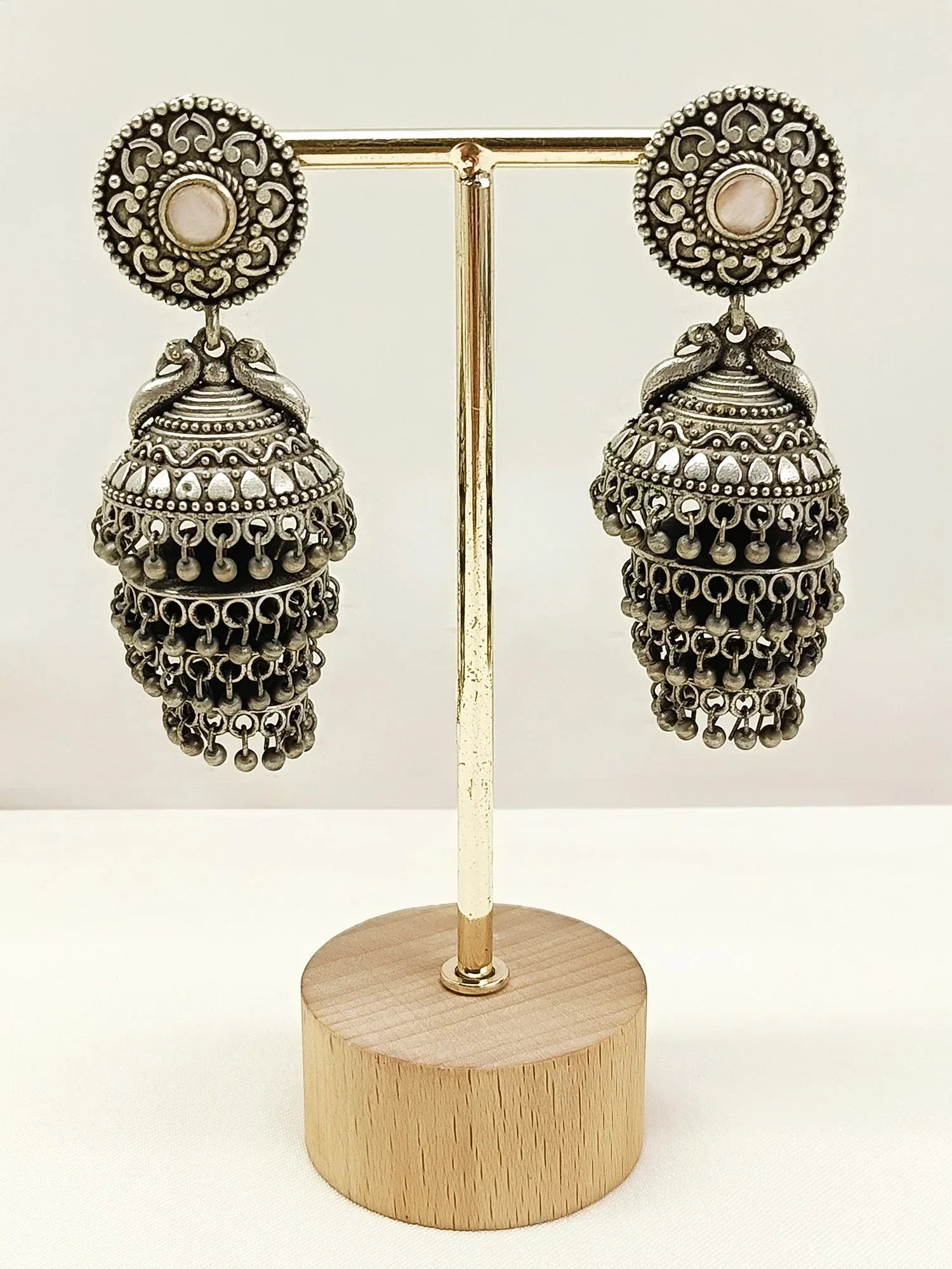 Suravi Pink Oxidized Jhumki