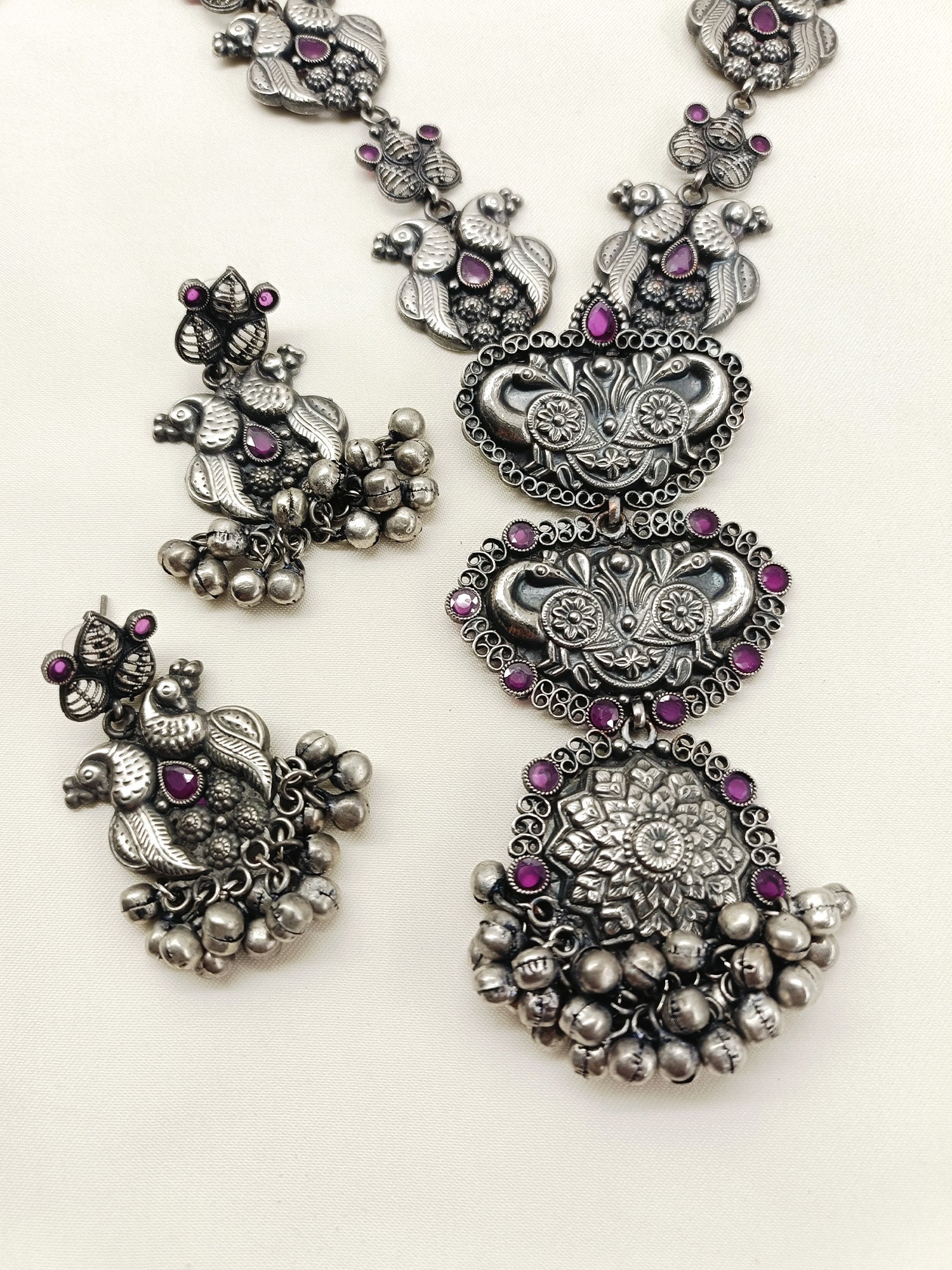 Hridaya Ruby Oxidized Necklace Set