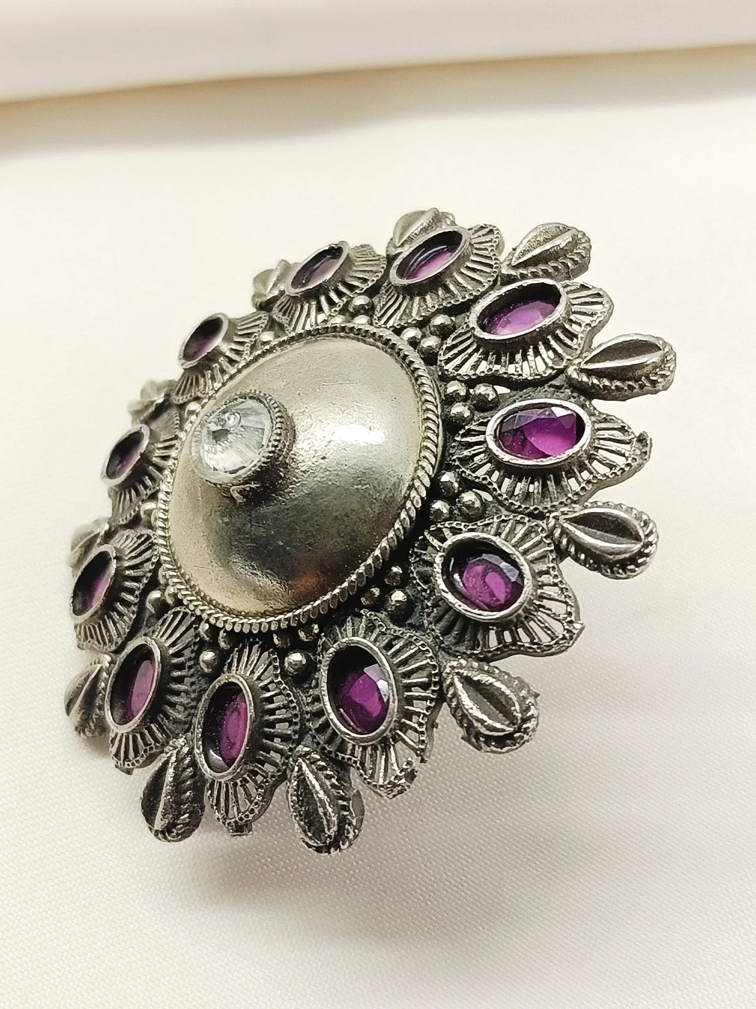 Leo Ruby Oxidized Finger Ring
