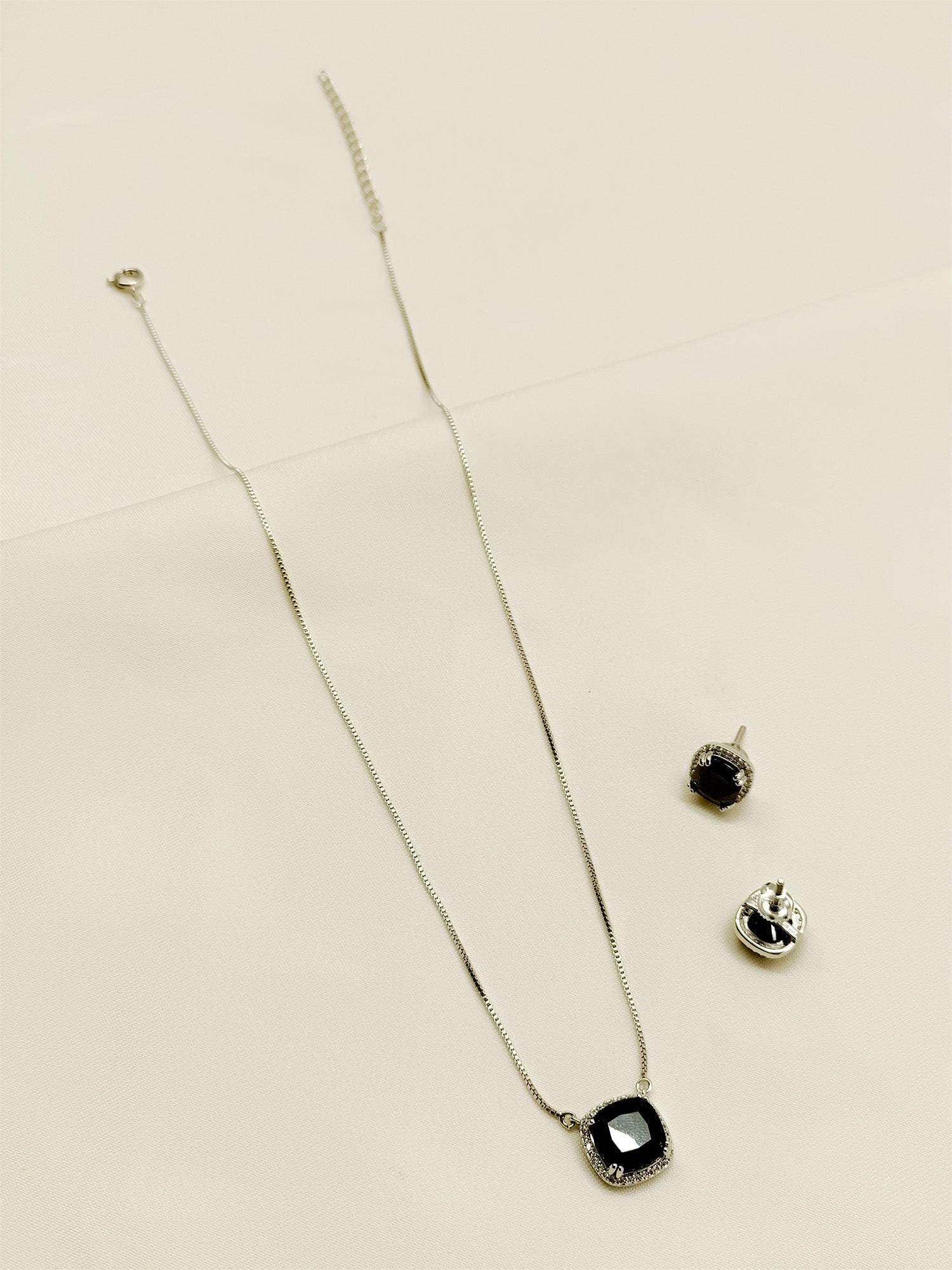 Iffat Black American Diamond Pendant Set - qivii