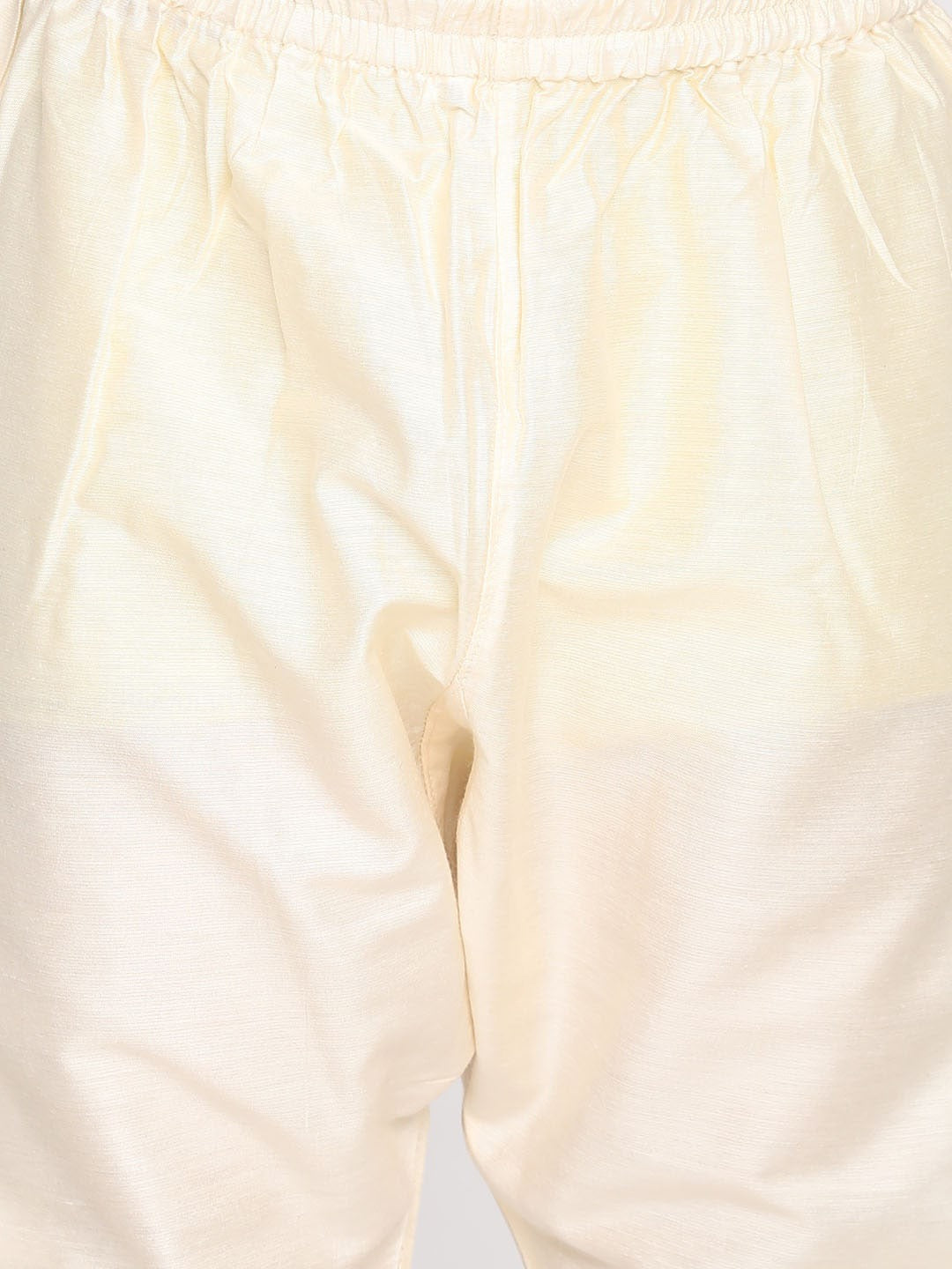 VASTRAMAY Boys Beige & Cream-Coloured Slim-Fit Sherwani Set - qivii