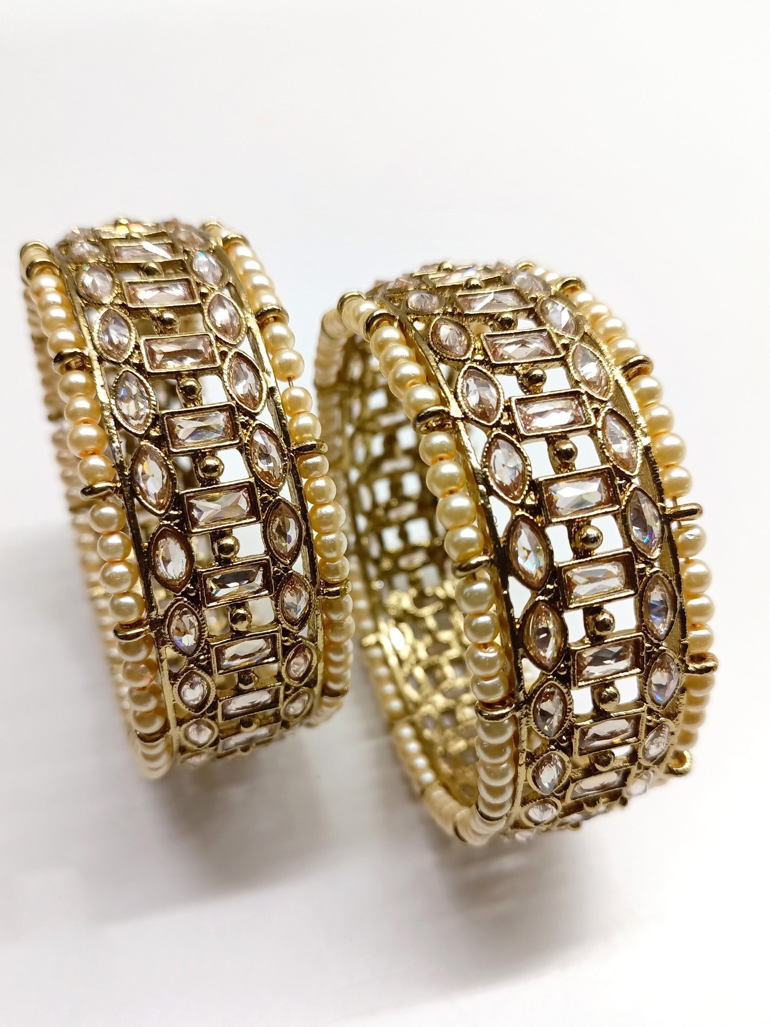 Amoli Copper Polki Bangles - qivii