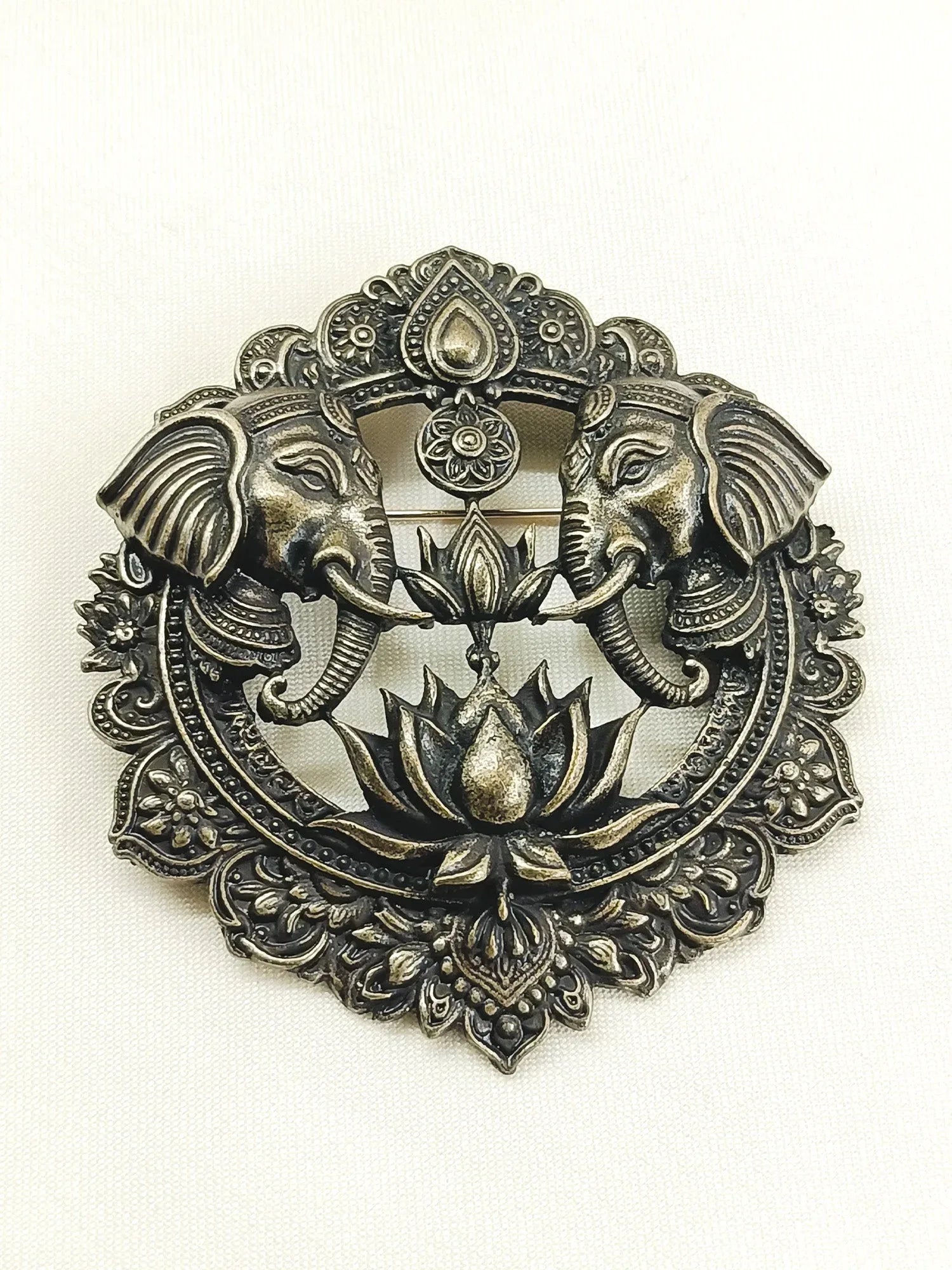 Aariv Antique Gold Elephant Men's Brooch