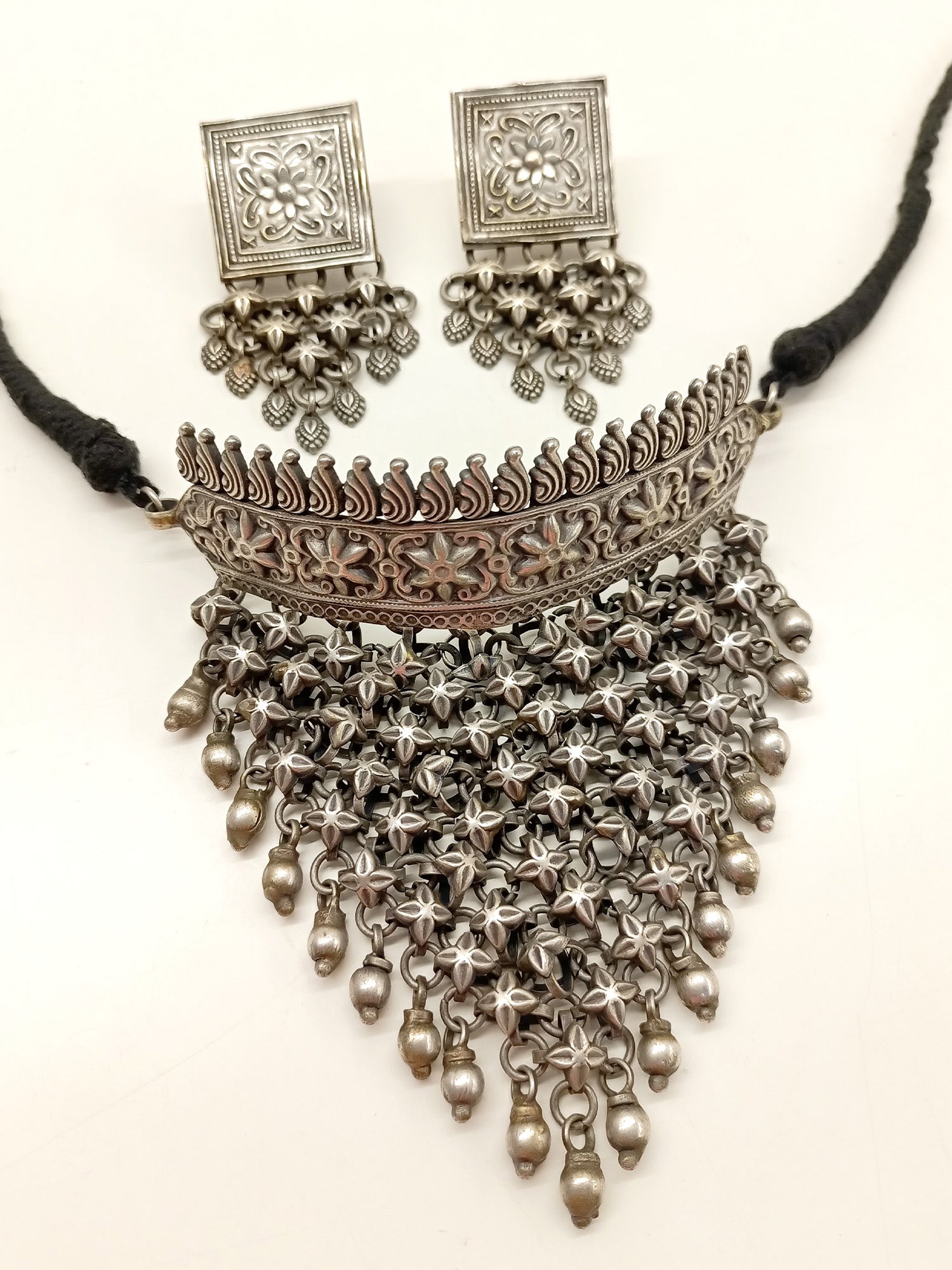 Aisha Oxidized Choker Set - qivii