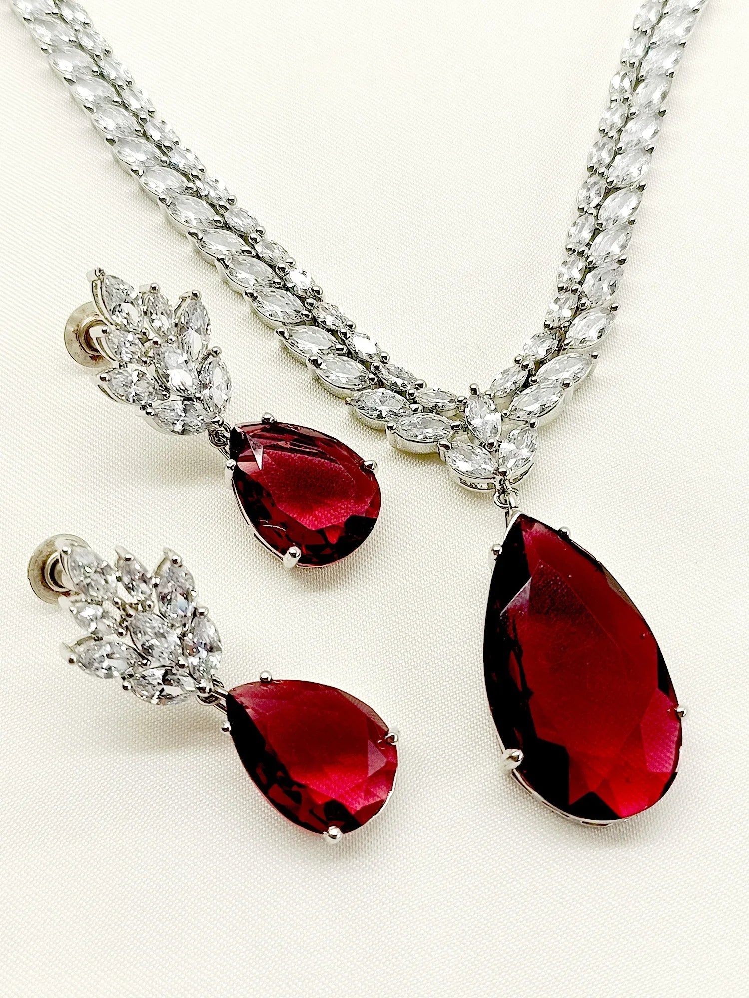 Angela Changeable Silver American Diamond Set