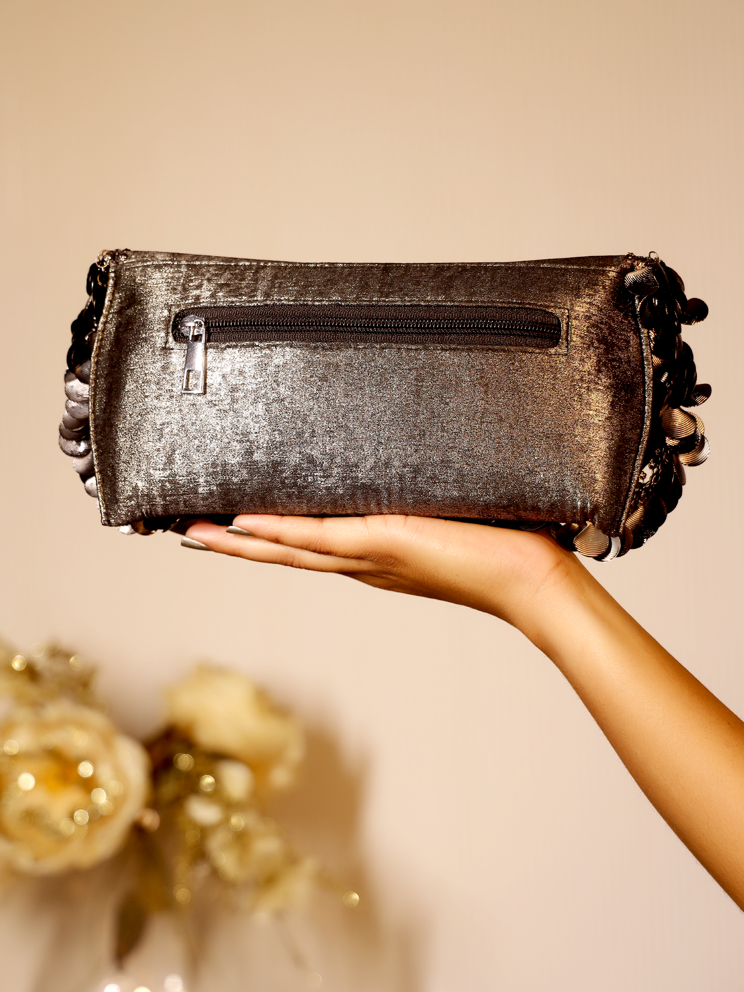 Ziniya Charcoal Evening Clutch - qivii