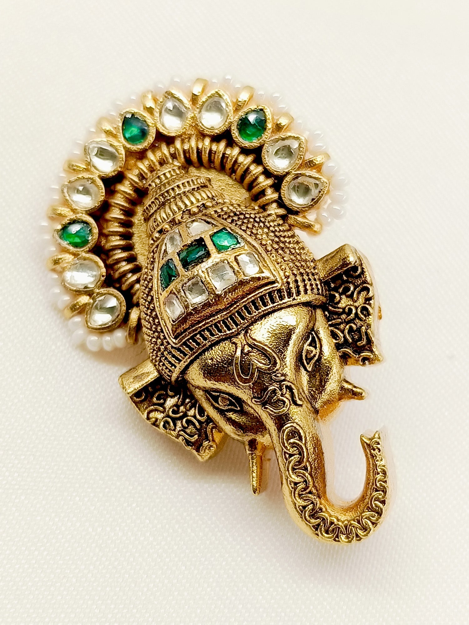 Mathani Green Ganesh Ji Brooch