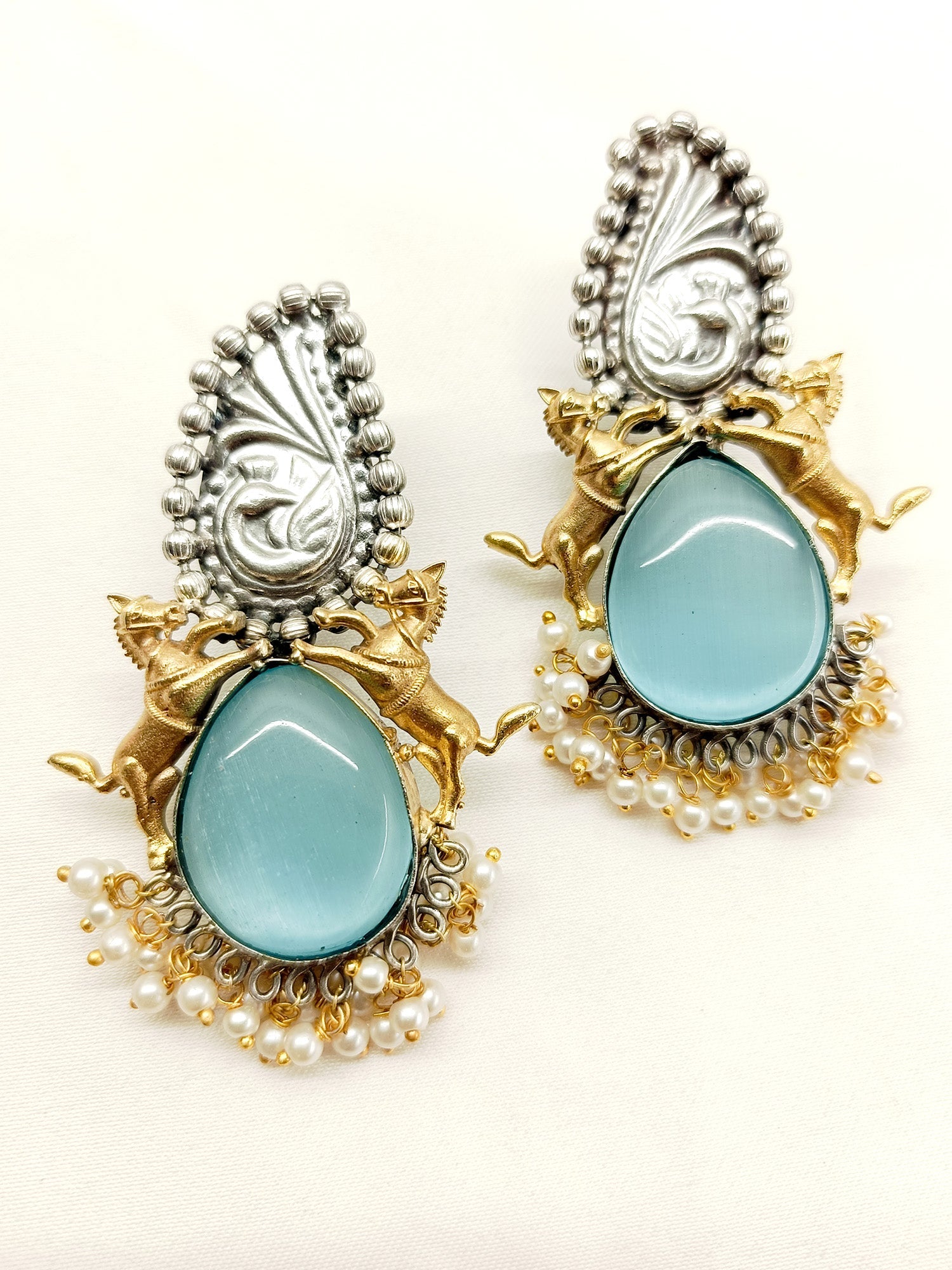 Karuli Sky Blue Oxidized Earrings