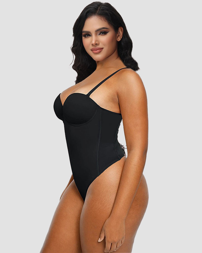 Shapshe® Sexy Back Lace-up Thong Seamless Skinny Bodysuit - By Qivii