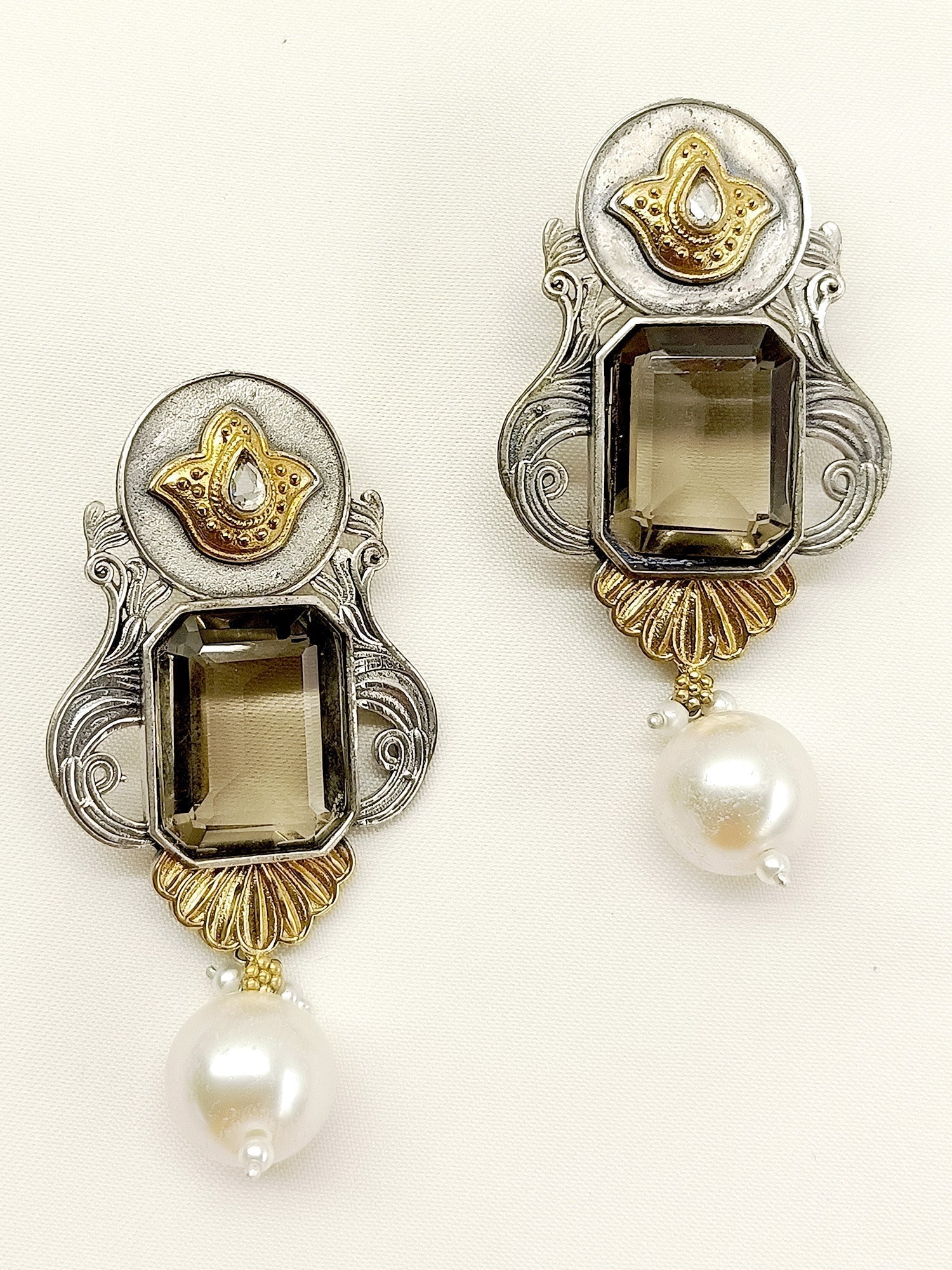 Jeevi Grey Oxidized Earrings - qivii