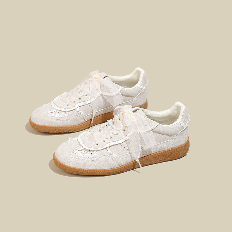 Women’s Verona Lace Leather German Trainer Sneakers – Retro Lightweight Casual Trainers (US 4–8.5)