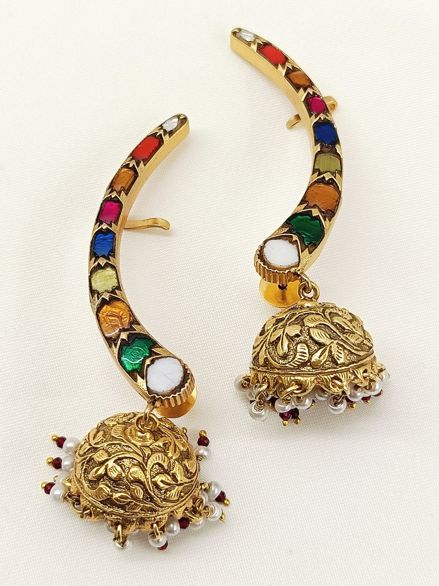 Tanvi Multi Colour Kundan Jhumki