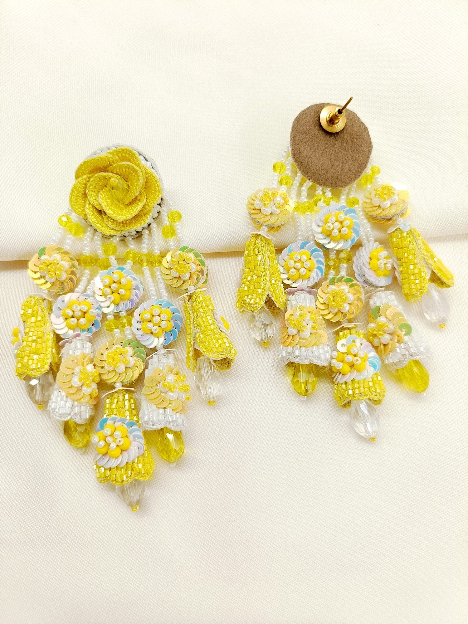 Mihika Yellow Handmade Earrings - qivii