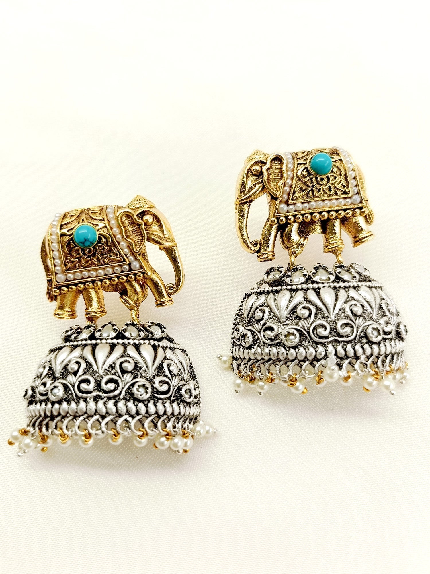 Deirdre Firozi Elephant Oxidized Earrings - qivii